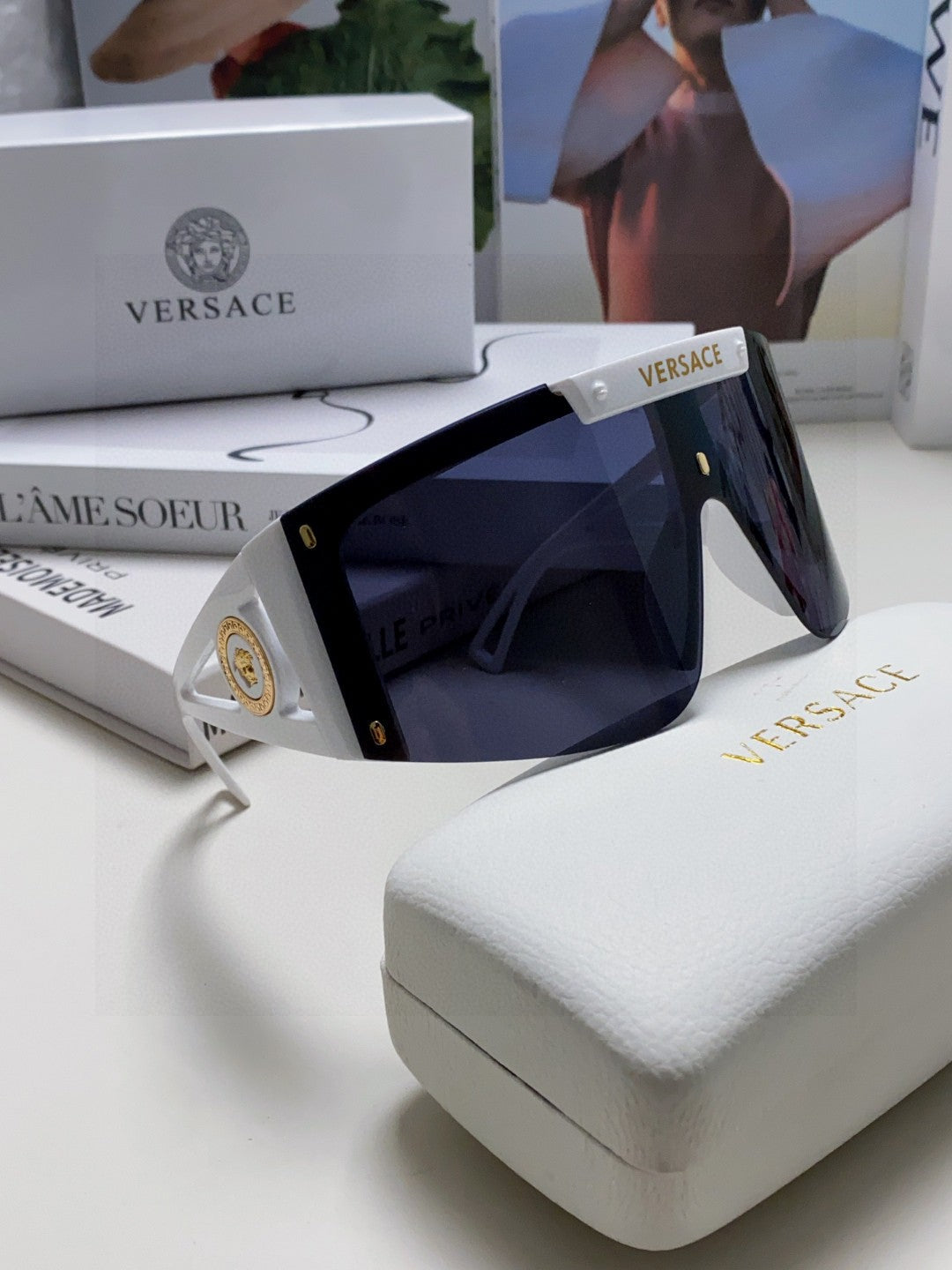 Versace Oversized Black Lens Sunglasses for Men & Women - 432813 - detail image 7