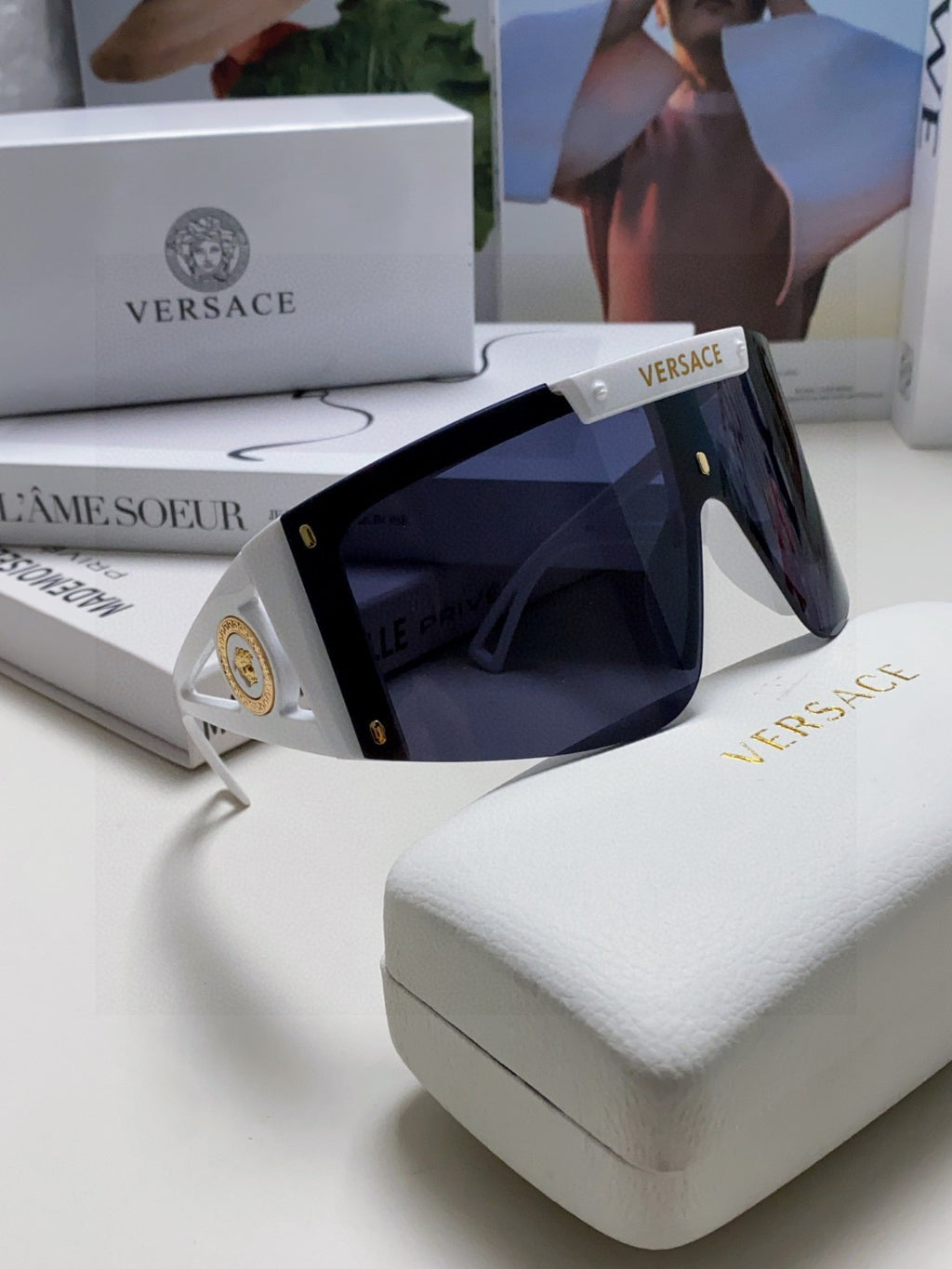 Versace Oversized Black Lens Sunglasses for Men & Women - 399320 - detail image 7