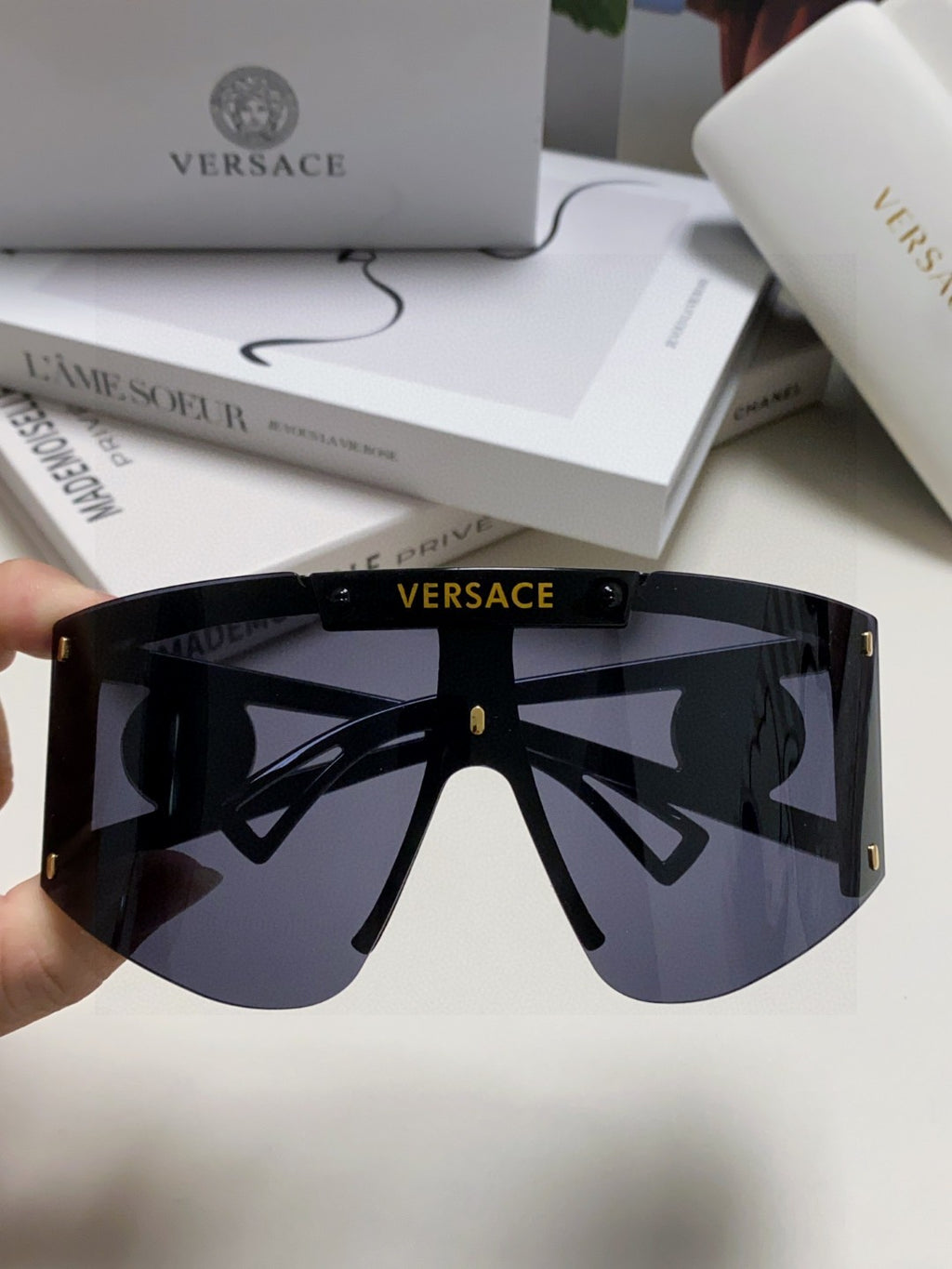 Versace Oversized Black Lens Sunglasses for Men & Women - 399321 - detail image 3