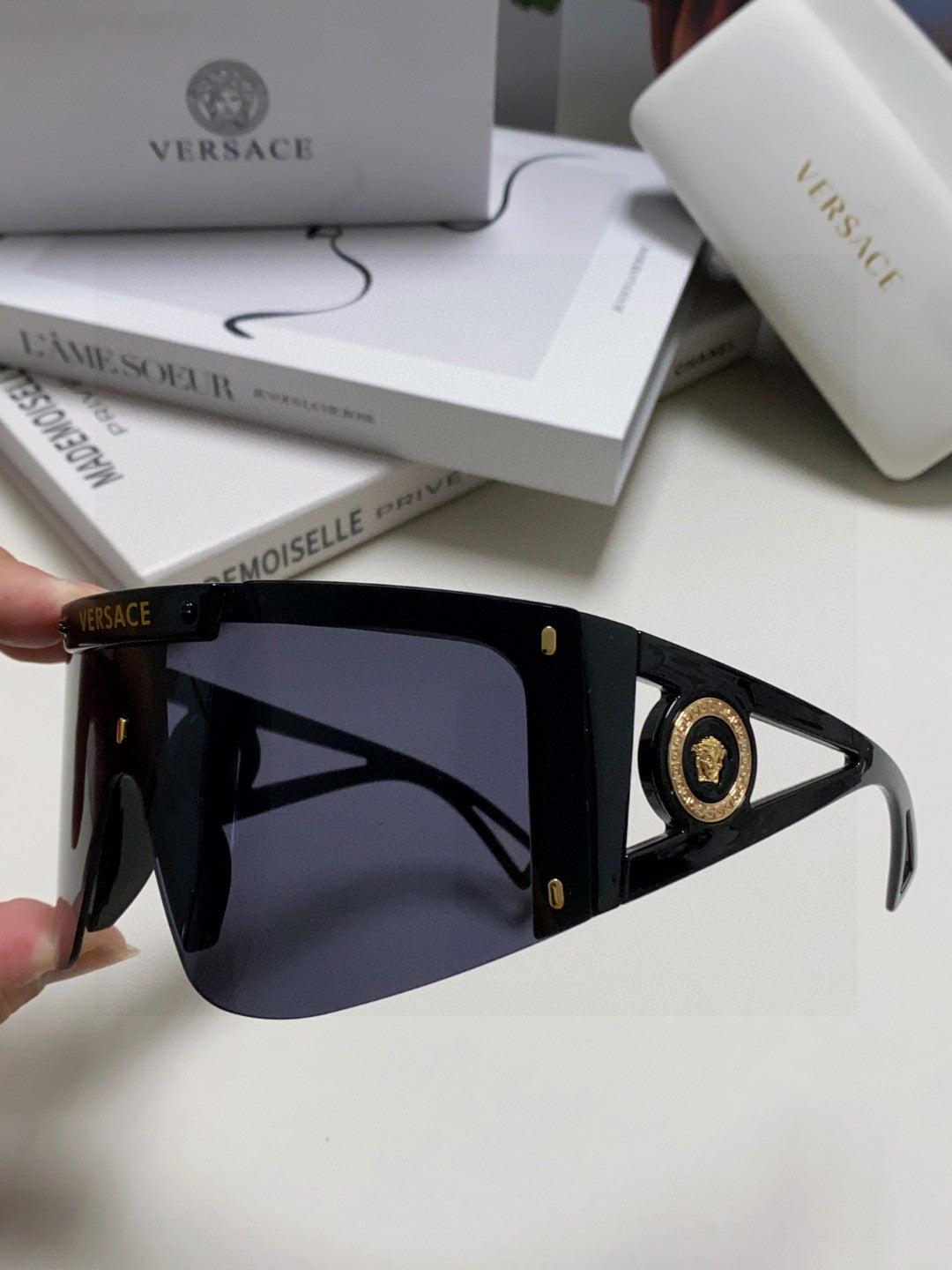 Versace Oversized Black Lens Sunglasses for Men & Women - 399321 - detail image 5