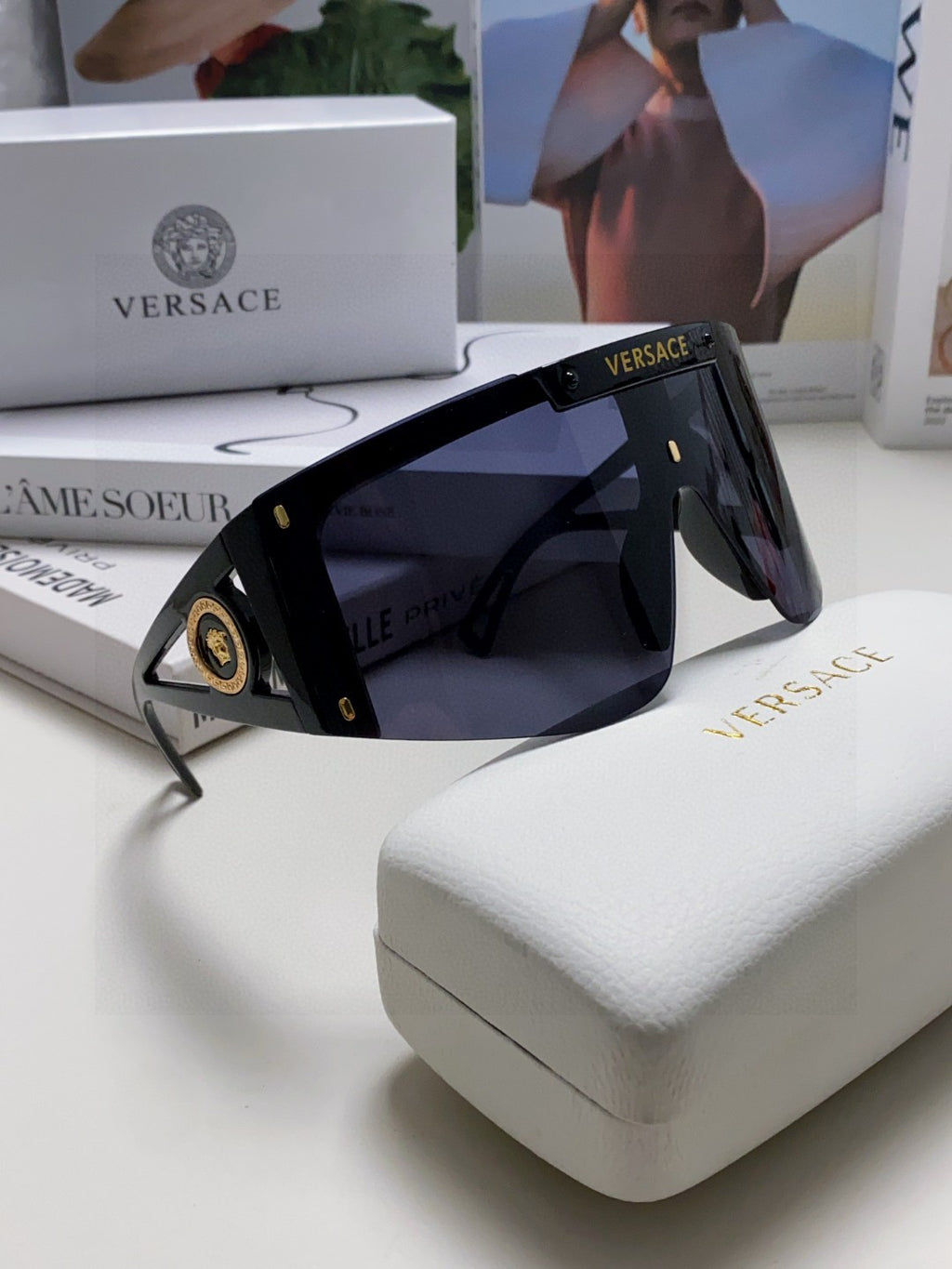 Versace Oversized Black Lens Sunglasses for Men & Women - 399321 - detail image 7
