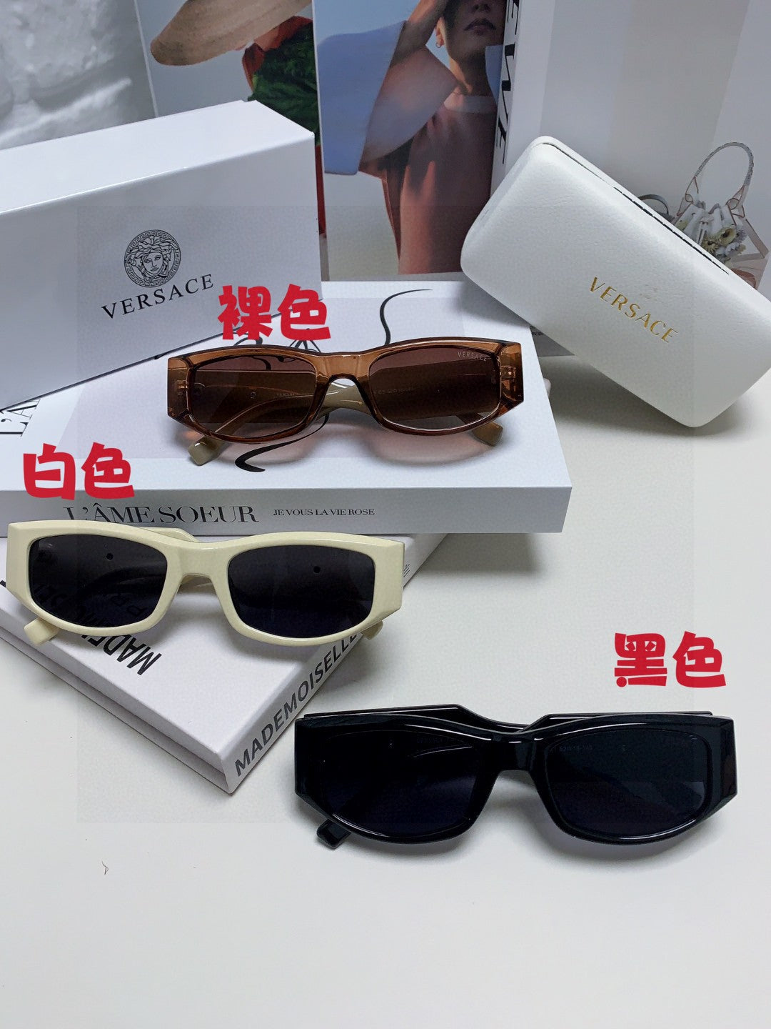 Versace Square Black Lens Sunglasses for Women - detail image 8