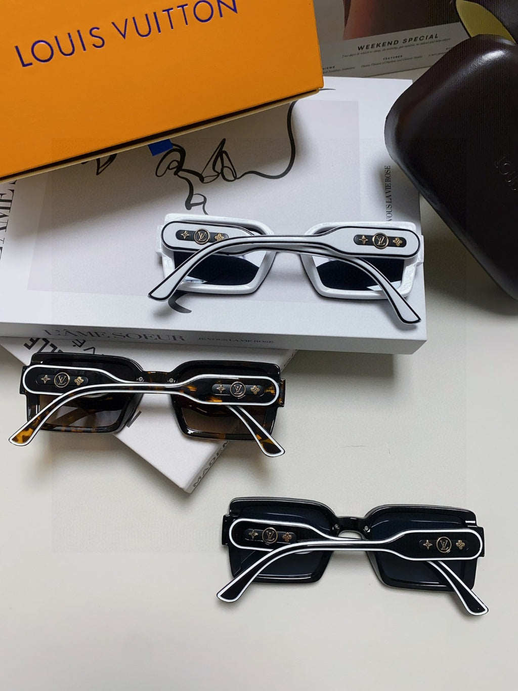 Louis Vuitton Polarized Square Gold Lens Sunglasses for Women - detail image 7