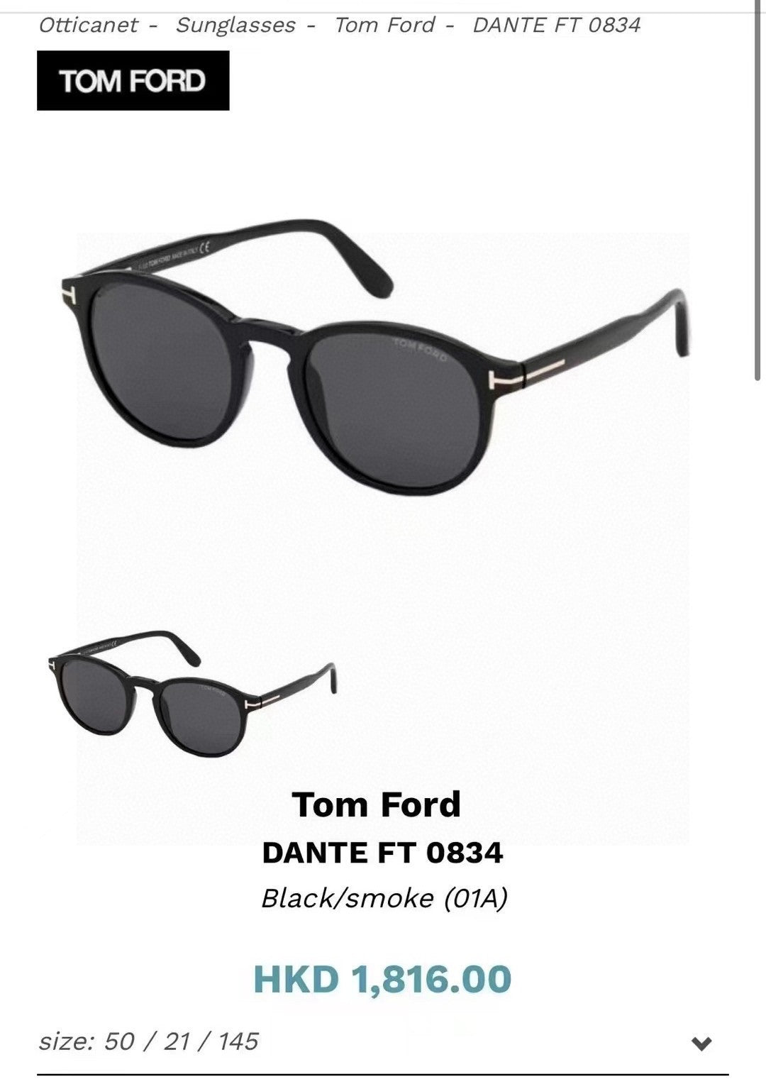 Tom Ford Polarized Round Black Lens Sunglasses for Men & Women - 935474