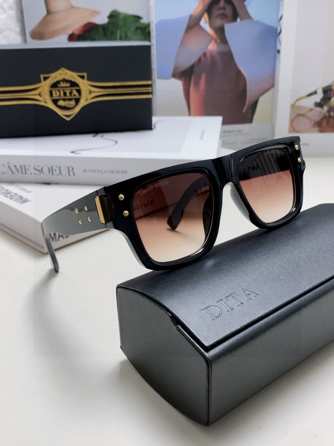 Dita Square Gray Lens Sunglasses for Men & Women - 372636 - detail image 7