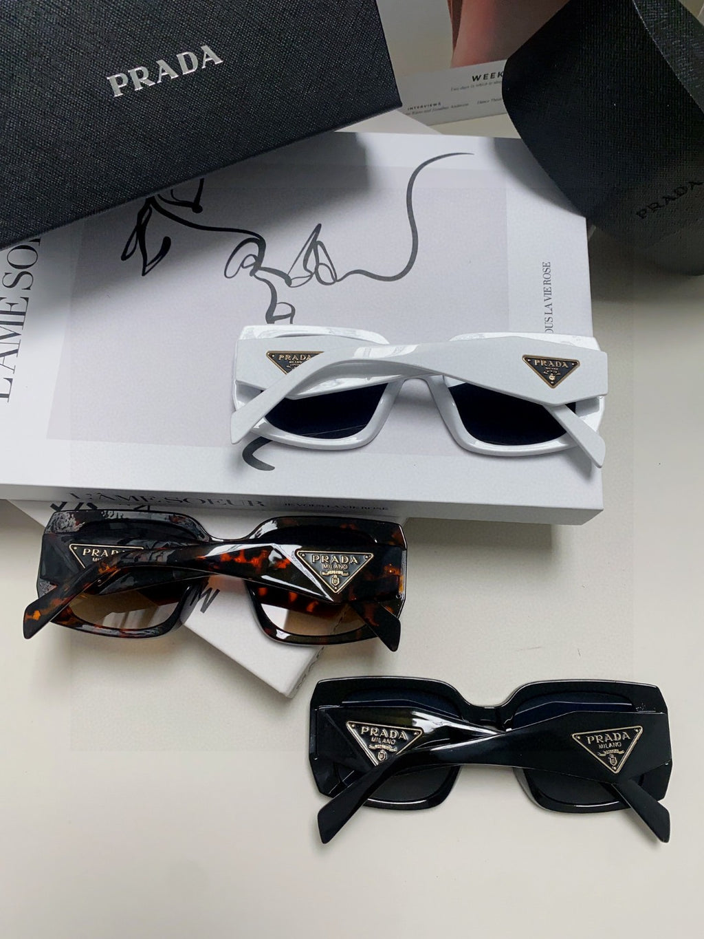 Prada Square Blue Lens Sunglasses for Women - detail image 7
