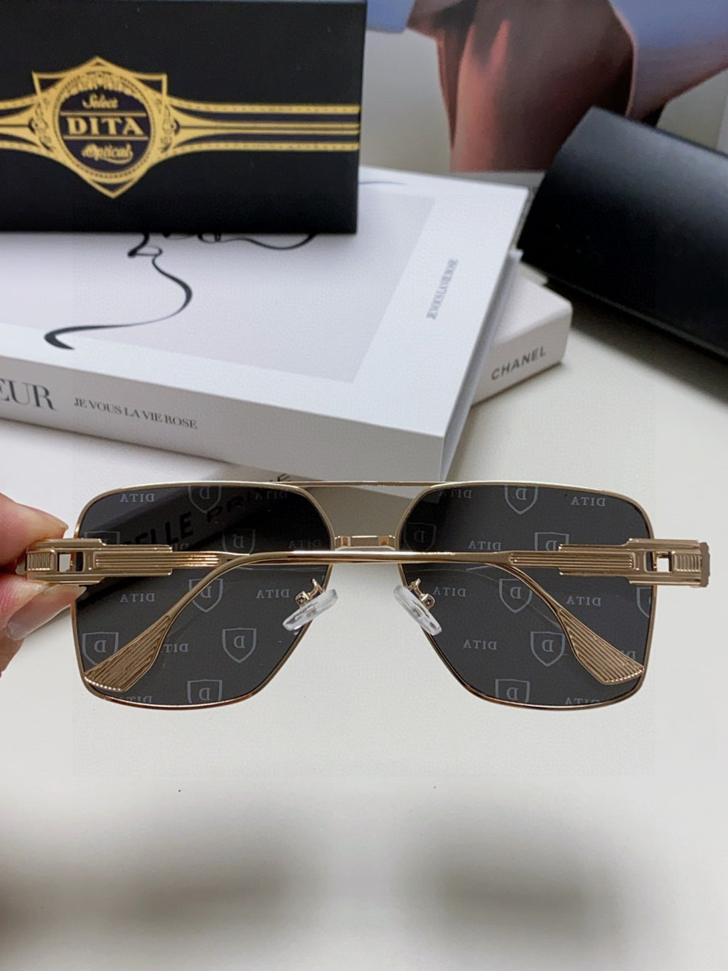 Dita Square Gray Lens Sunglasses for Men & Women - 383132 - detail image 4