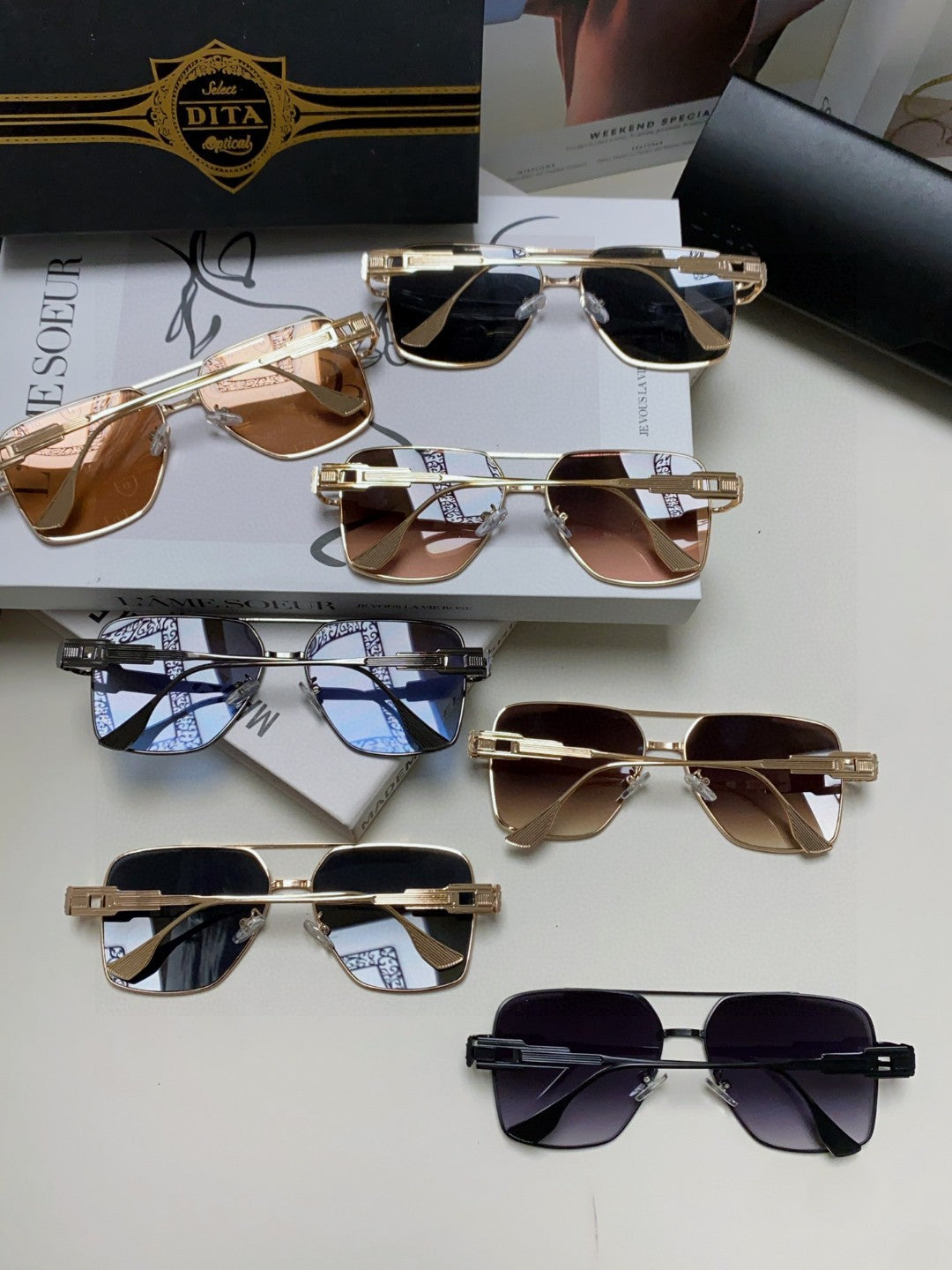 Dita Square Gray Lens Sunglasses for Men & Women - 383132 - detail image 8