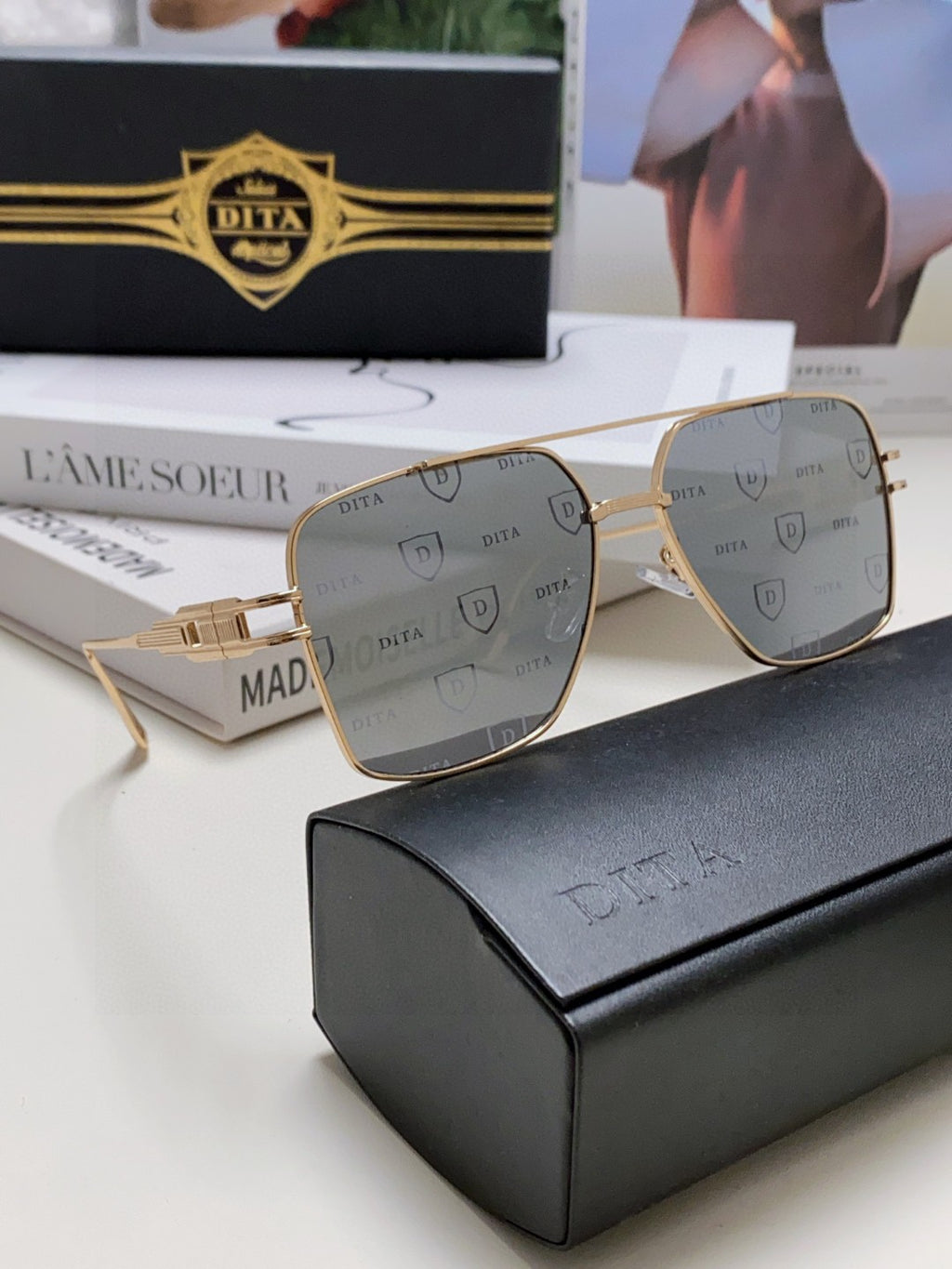 Dita Square Gray Lens Sunglasses for Men & Women - 383132 - detail image 7