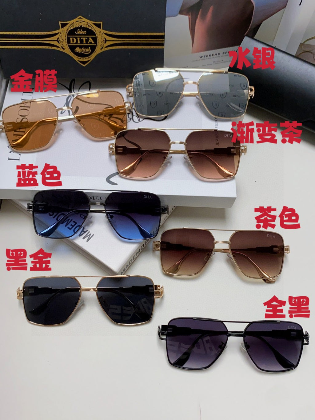 Dita Square Red Lens Sunglasses for Men & Women - 383136 - detail image 8