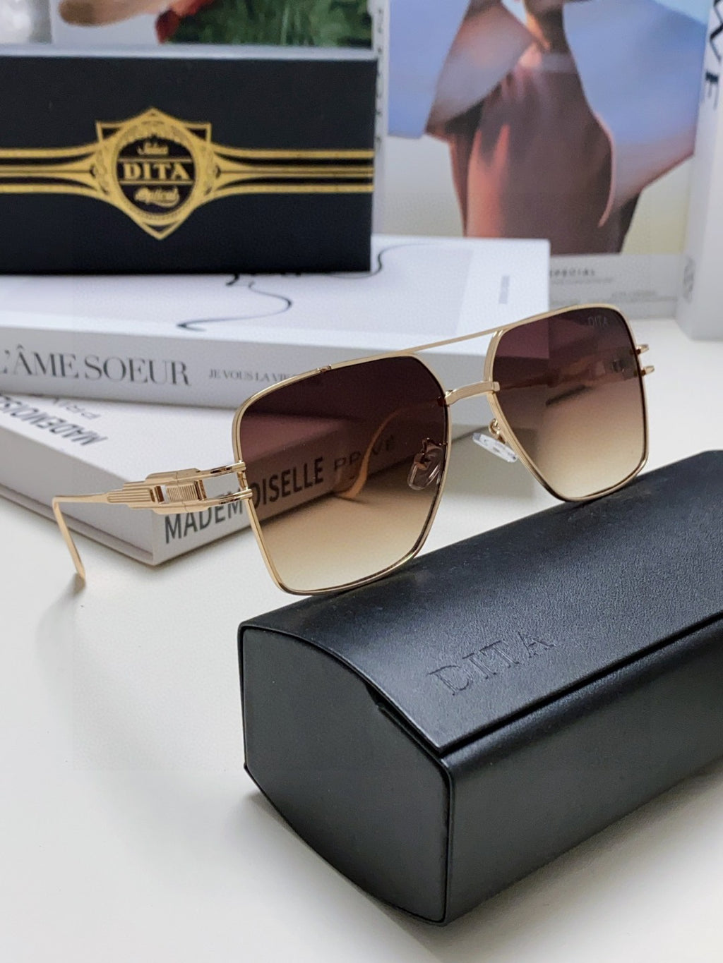 Dita Square Red Lens Sunglasses for Men & Women - 383136 - detail image 6