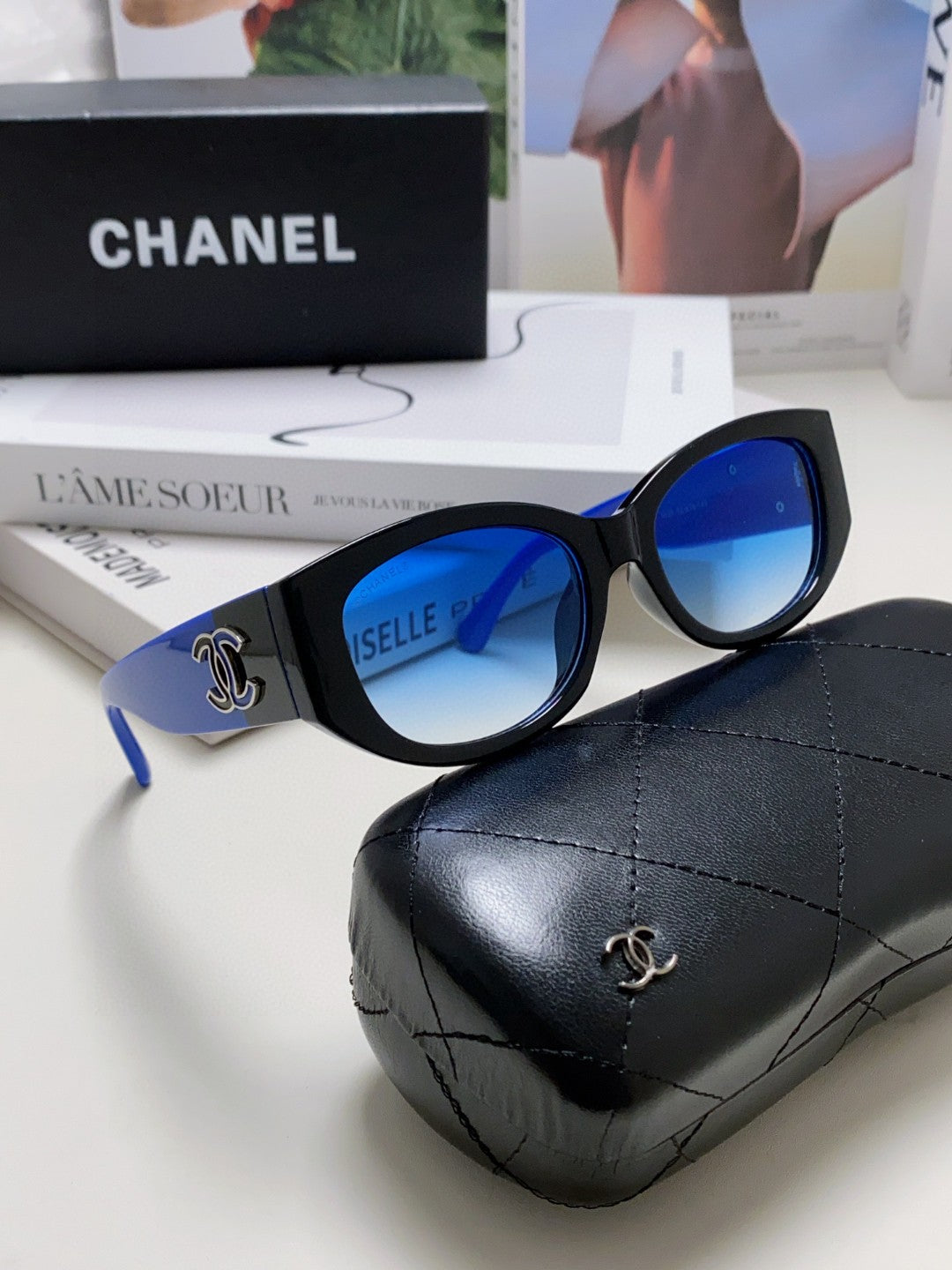 Chanel Oval Blue Lens Sunglasses for Men & Women - 382156 - detail image 7