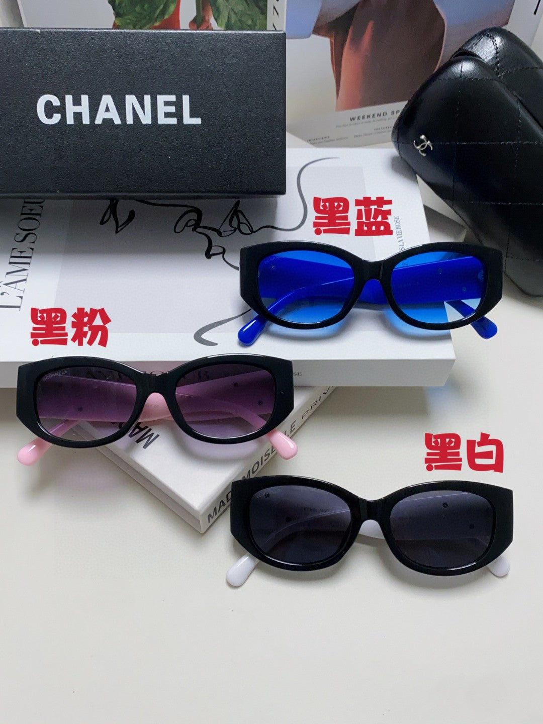 Chanel Oval Blue Lens Sunglasses for Men & Women - detail image 9