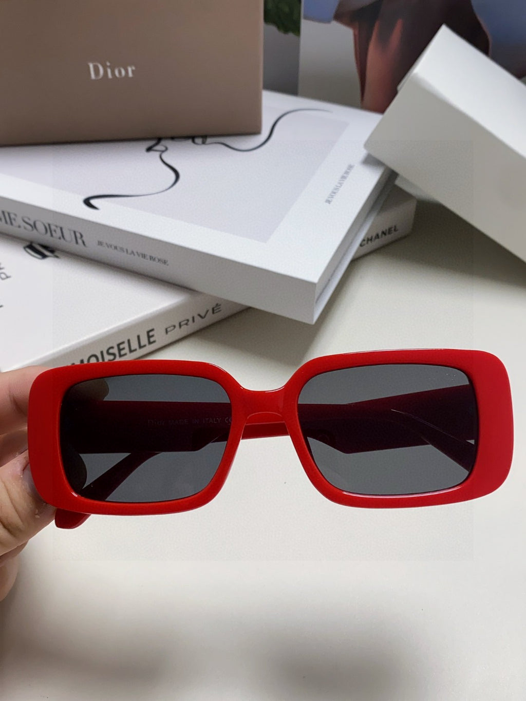 Dior Square Red Lens Sunglasses for Women - 382438 - detail image 3