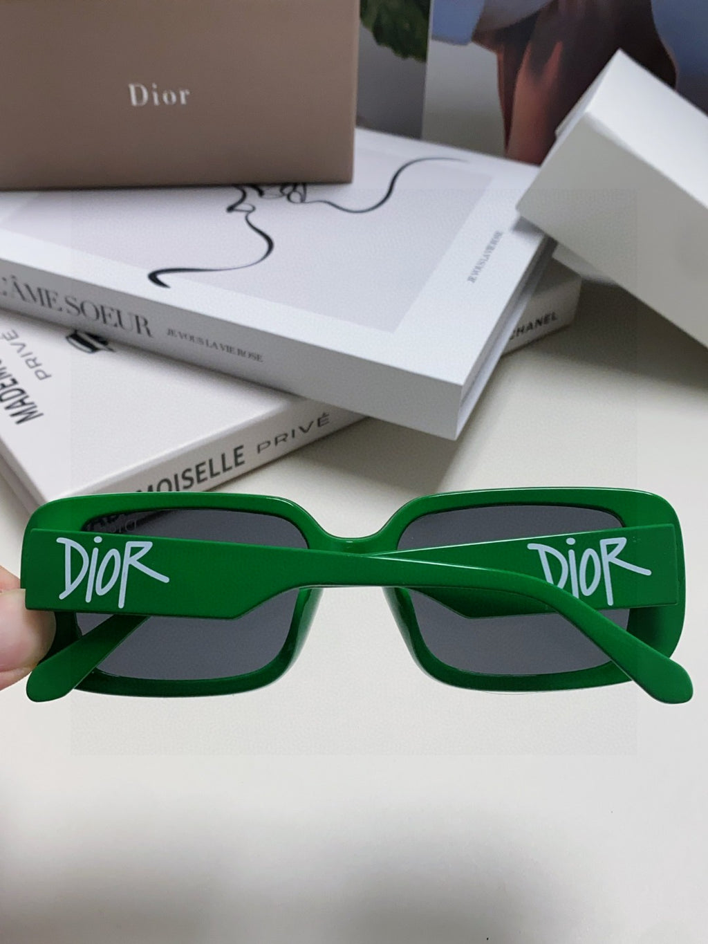 Dior Square Green Lens Sunglasses for Women - 382440 - detail image 4