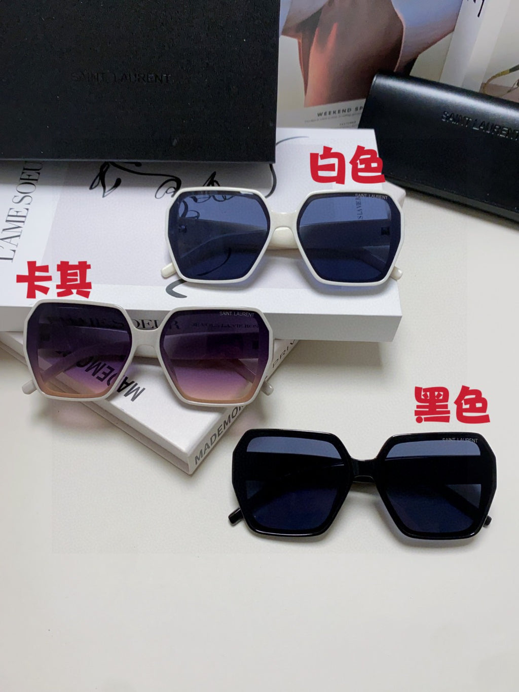Saint Laurent Polarized Square Gray Lens Sunglasses for Men & Women - detail image 9