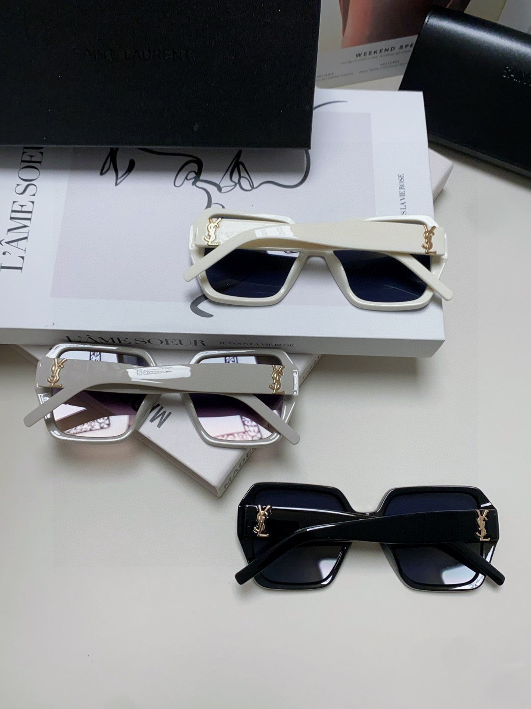 Saint Laurent Polarized Square Blue Lens Sunglasses for Men & Women - detail image 8