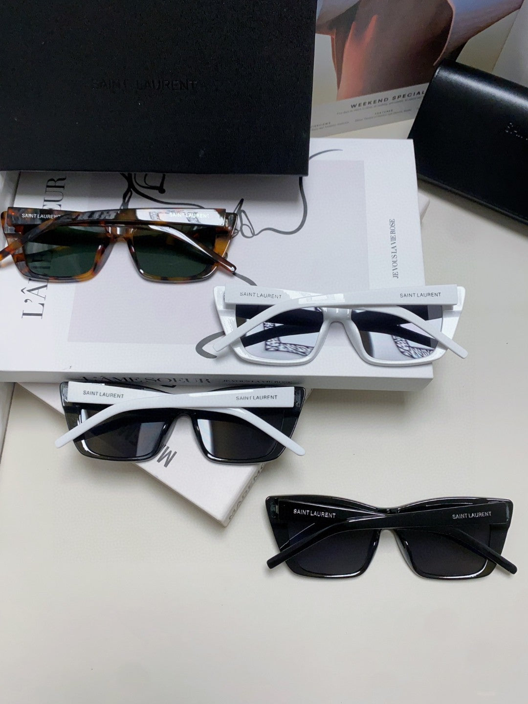 Saint Laurent Polarized Oversized Gray Lens Sunglasses for Men & Women - detail image 6