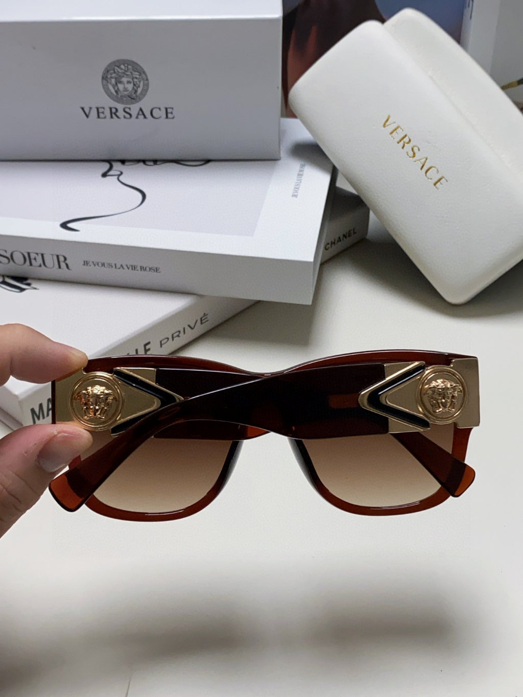 Versace Oversized Silver Lens Sunglasses for Men & Women - 399300 - detail image 4