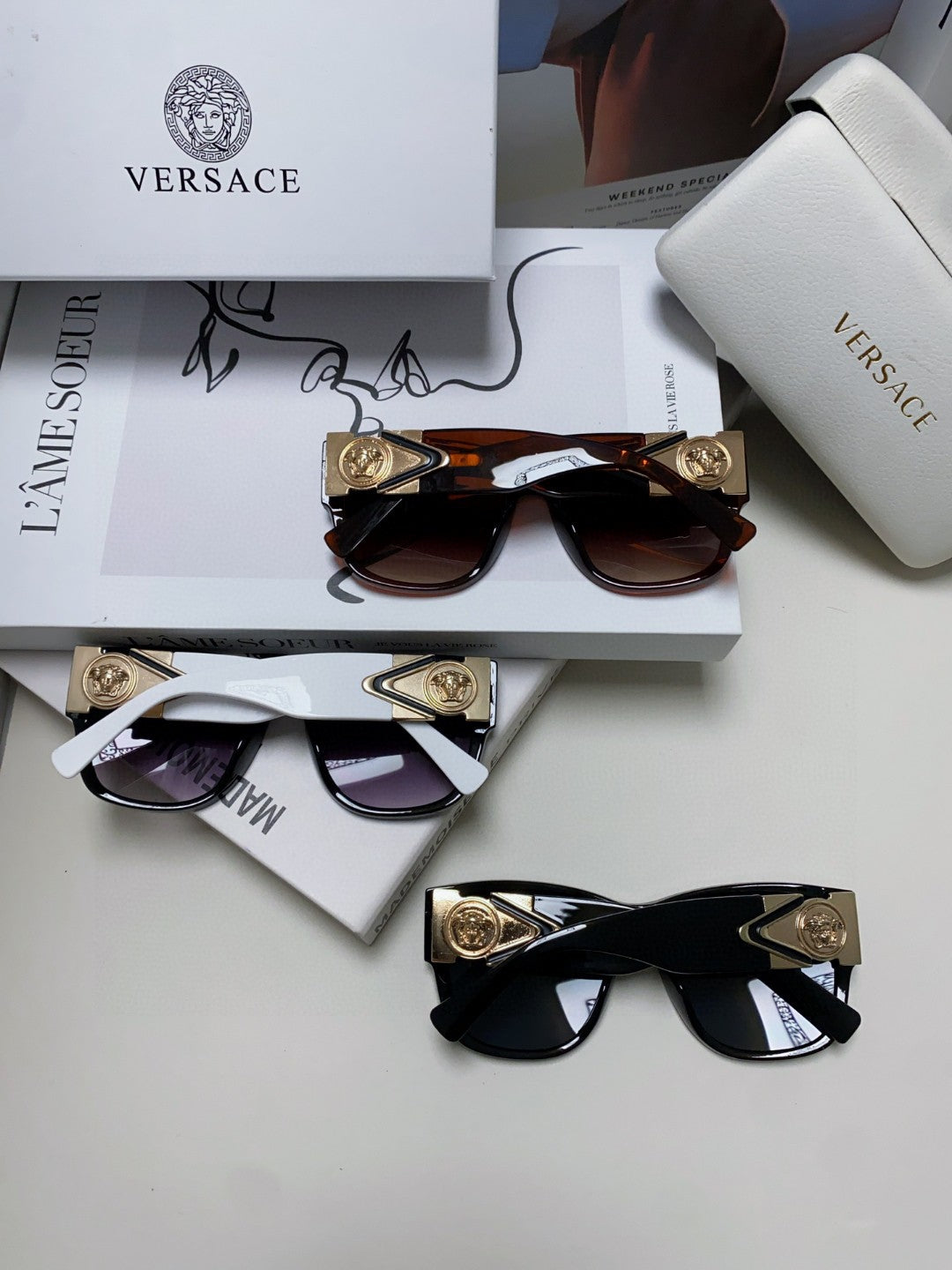 Versace Oversized Silver Lens Sunglasses for Men & Women - 399301 - detail image 8