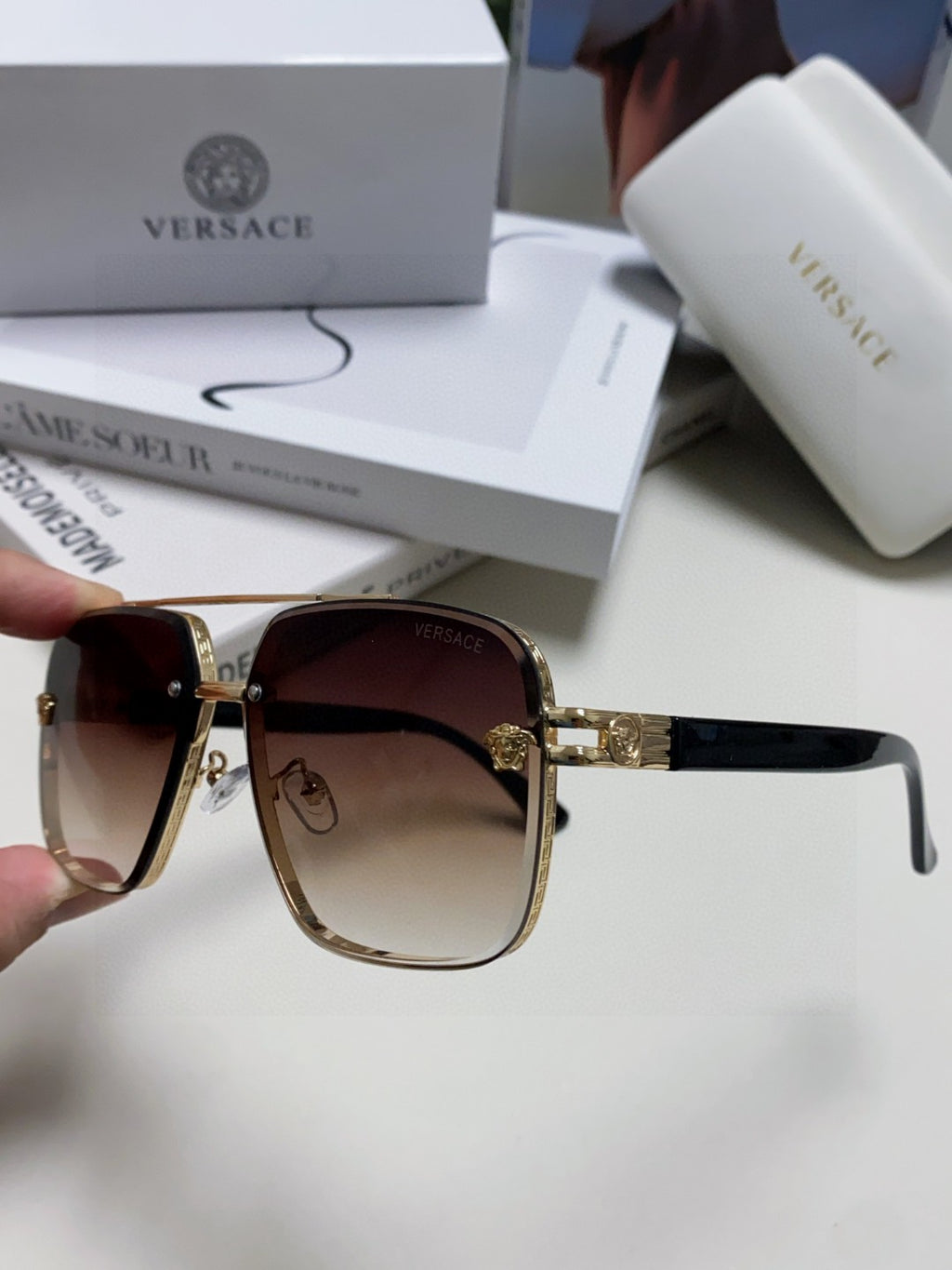 Versace Polarized Fashion Gray Lens Sunglasses for Men - detail image 5