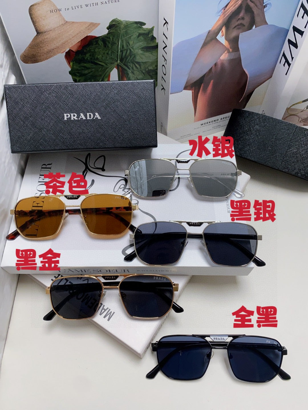 Prada Fashion Blue Lens Sunglasses for Men - 398899 - detail image 8