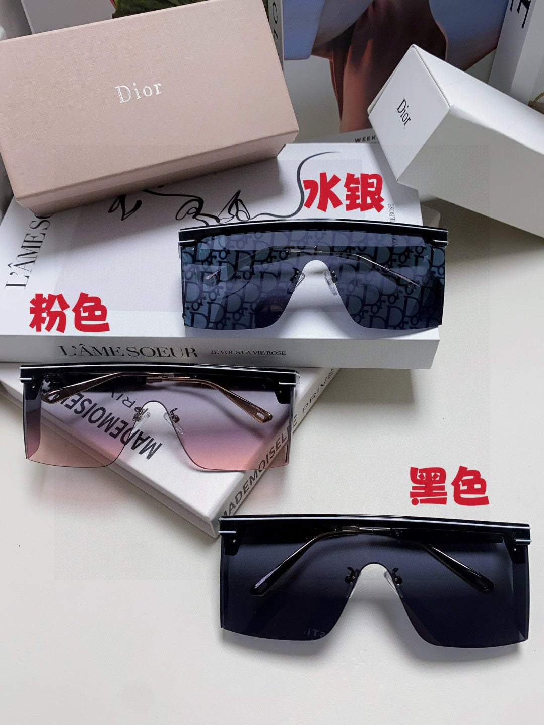 Dior Oversized Red Lens Sunglasses for Men & Women - detail image 8