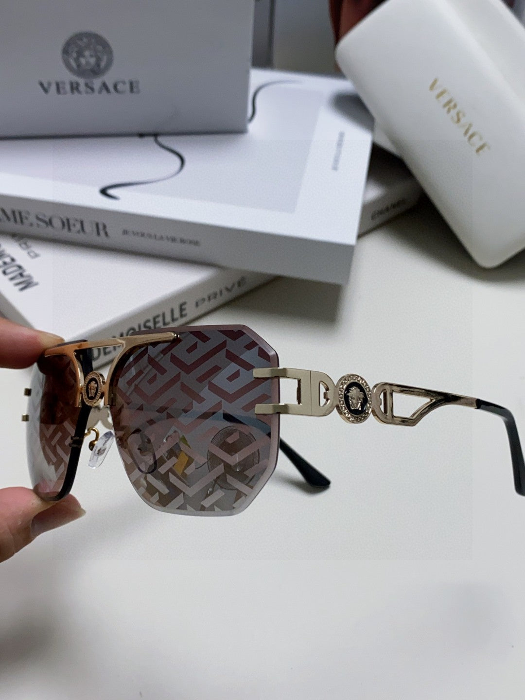 Versace Square Gray Lens Sunglasses for Men & Women - 399322 - detail image 4