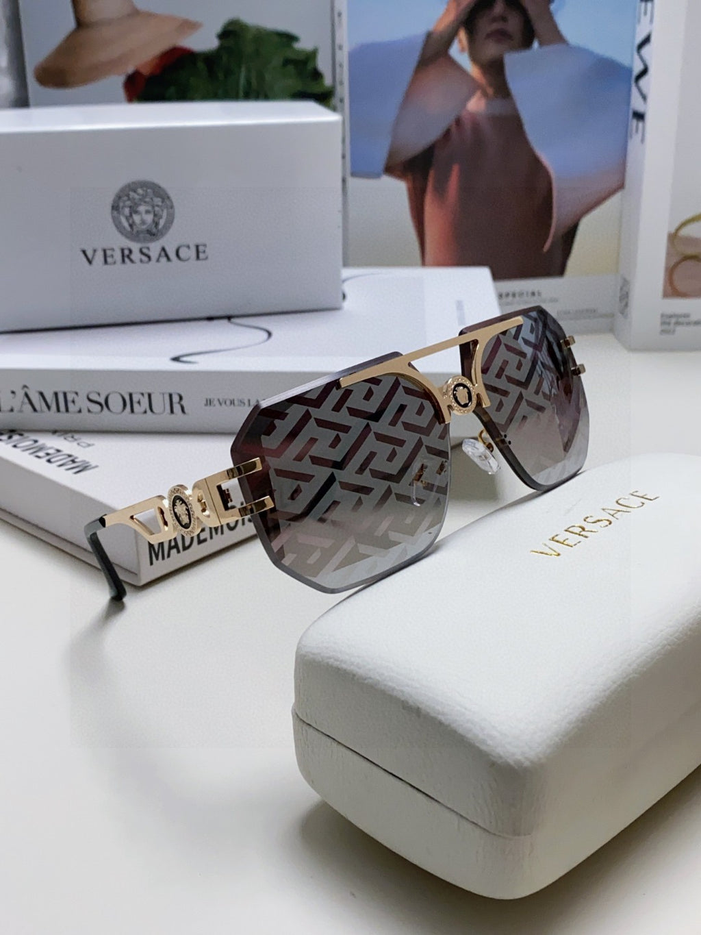 Versace Square Gray Lens Sunglasses for Men & Women - 399322 - detail image 6