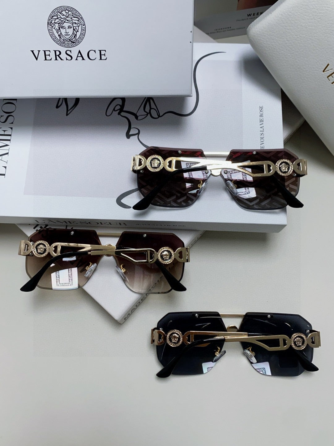 Versace Square Gray Lens Sunglasses for Men & Women - 399322 - detail image 7