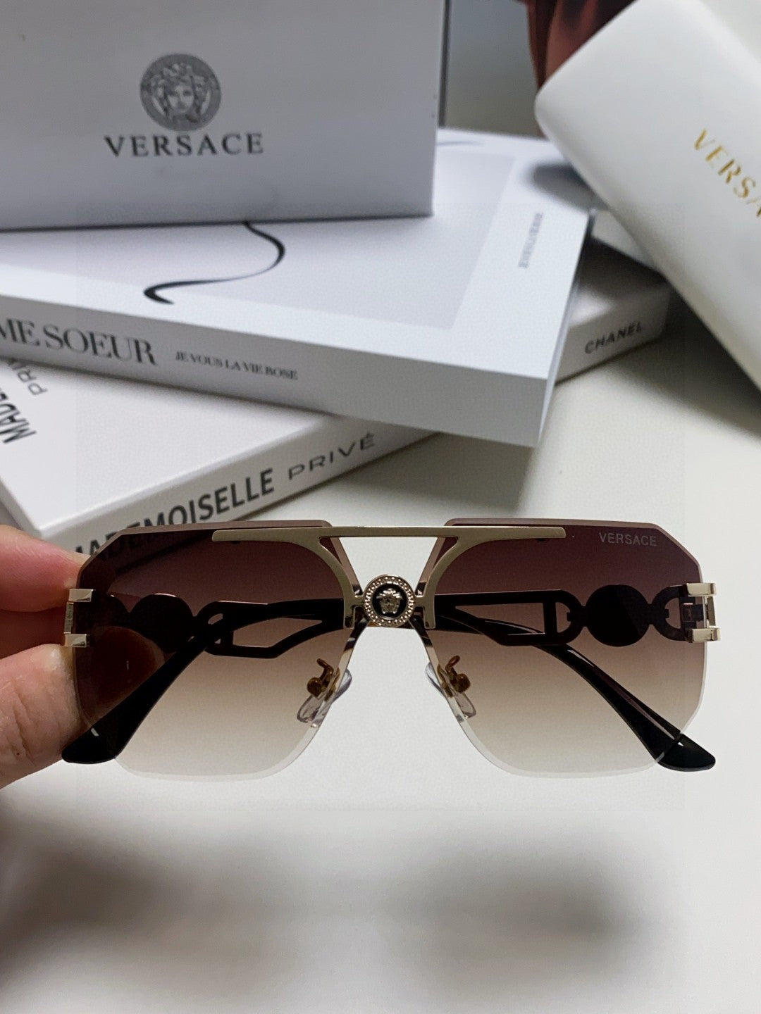 Versace Square Gray Lens Sunglasses for Men & Women - 158635 - detail image 2