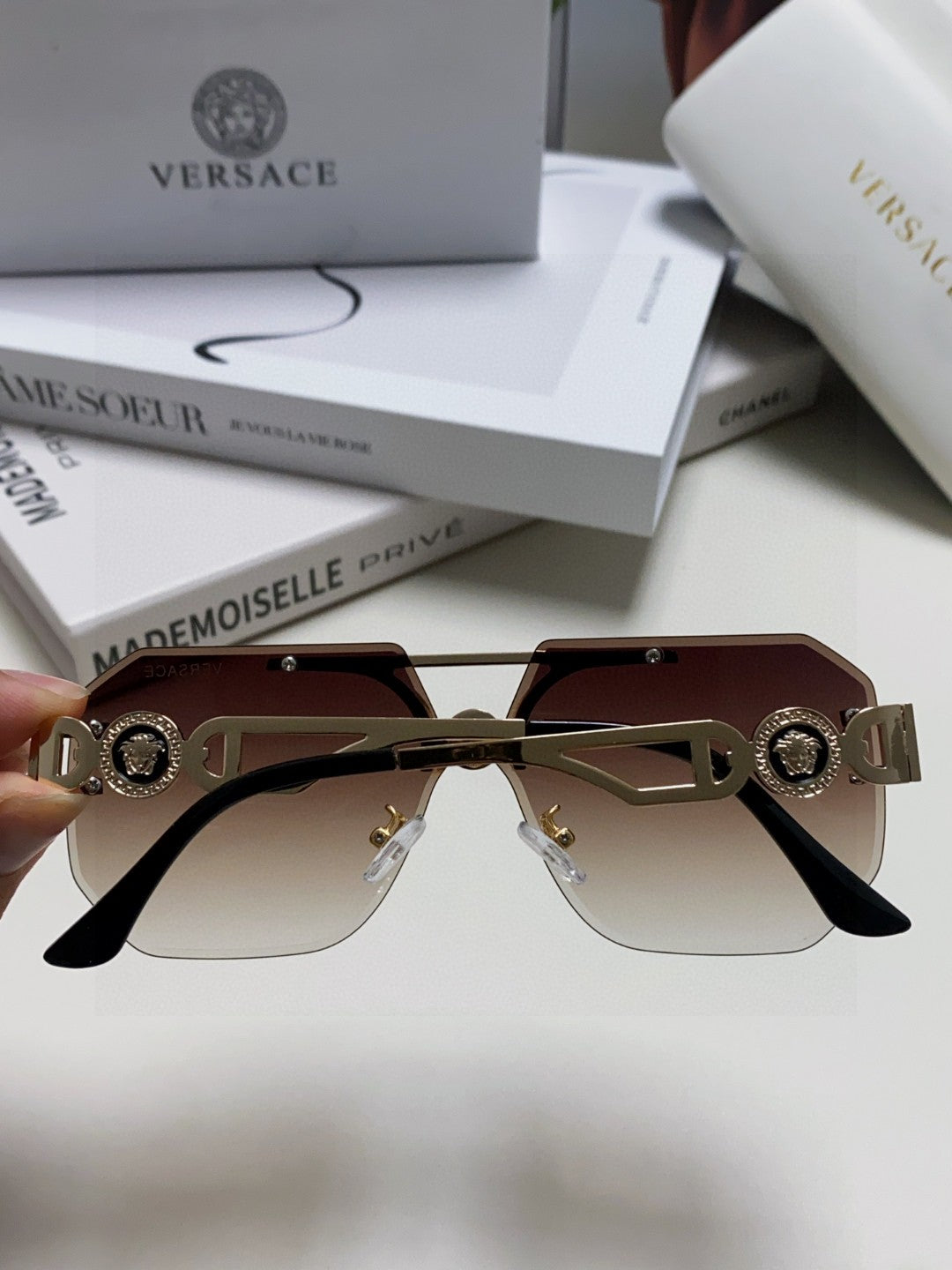 Versace Square Gray Lens Sunglasses for Men & Women - 158635 - detail image 3