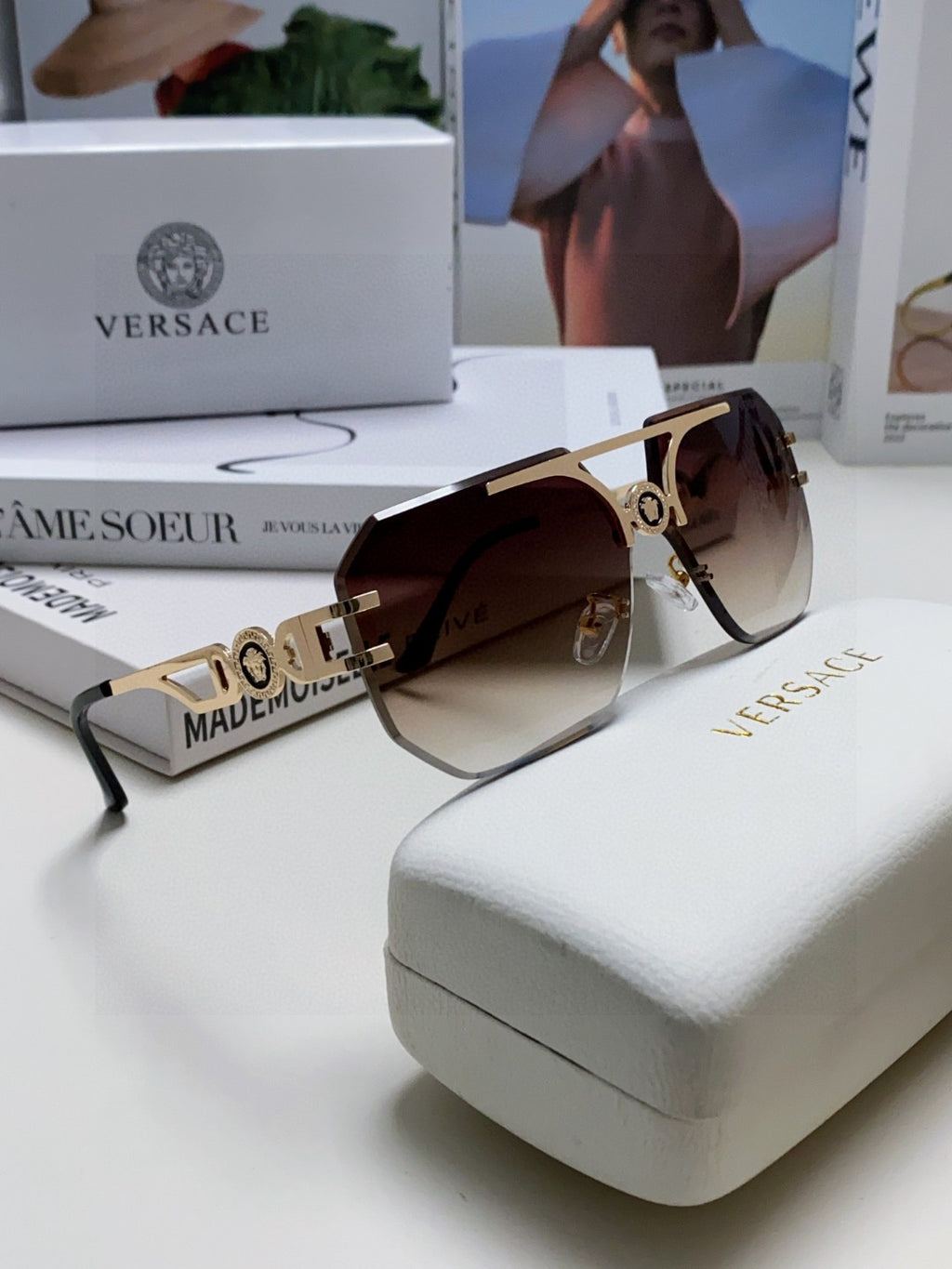 Versace Square Gray Lens Sunglasses for Men & Women - 158635 - detail image 6