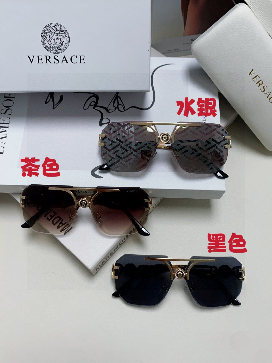 Versace Square Gray Lens Sunglasses for Men & Women - 158635 - detail image 8