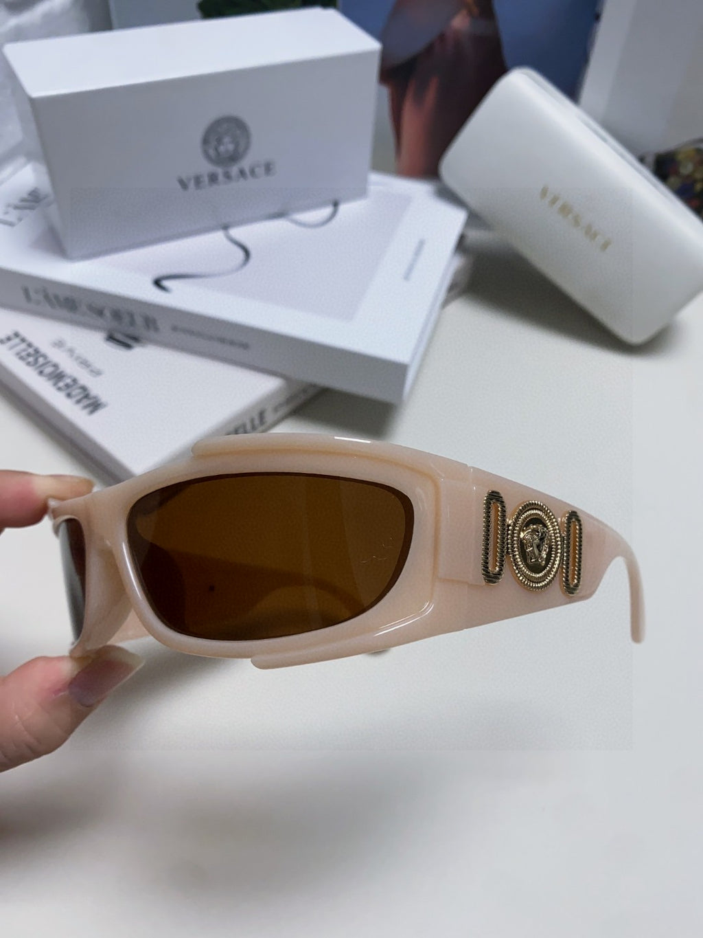 Versace Aviator Pink Lens Sunglasses for Men - 158642 - detail image 5