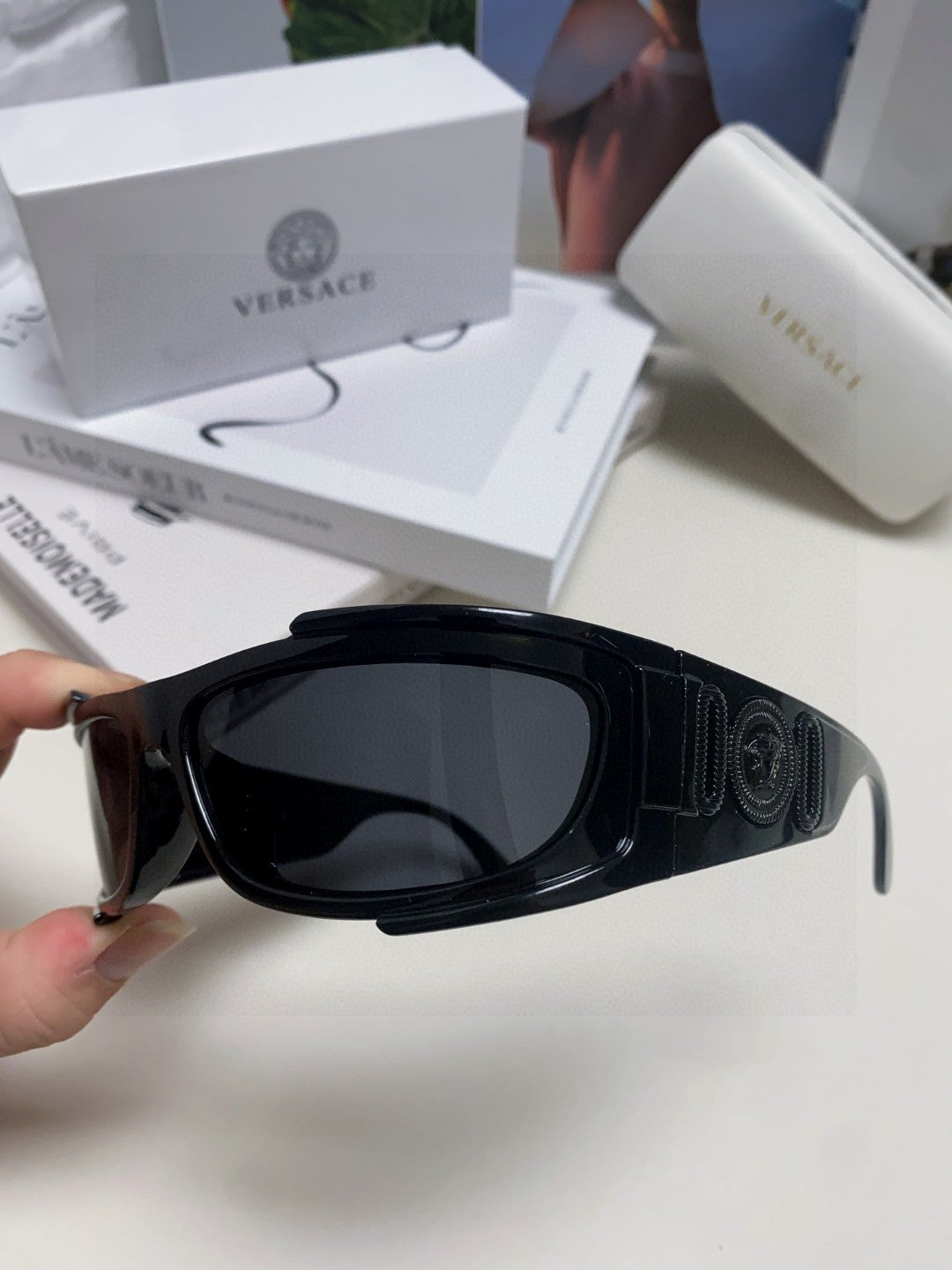 Versace Aviator Blue Lens Sunglasses for Men - 158644 - detail image 5