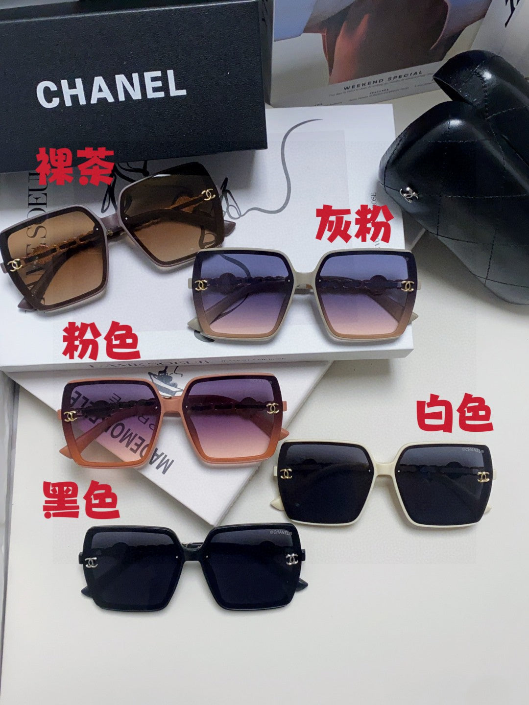 Chanel Polarized Fashion Red Lens Sunglasses for Women - detail image 9