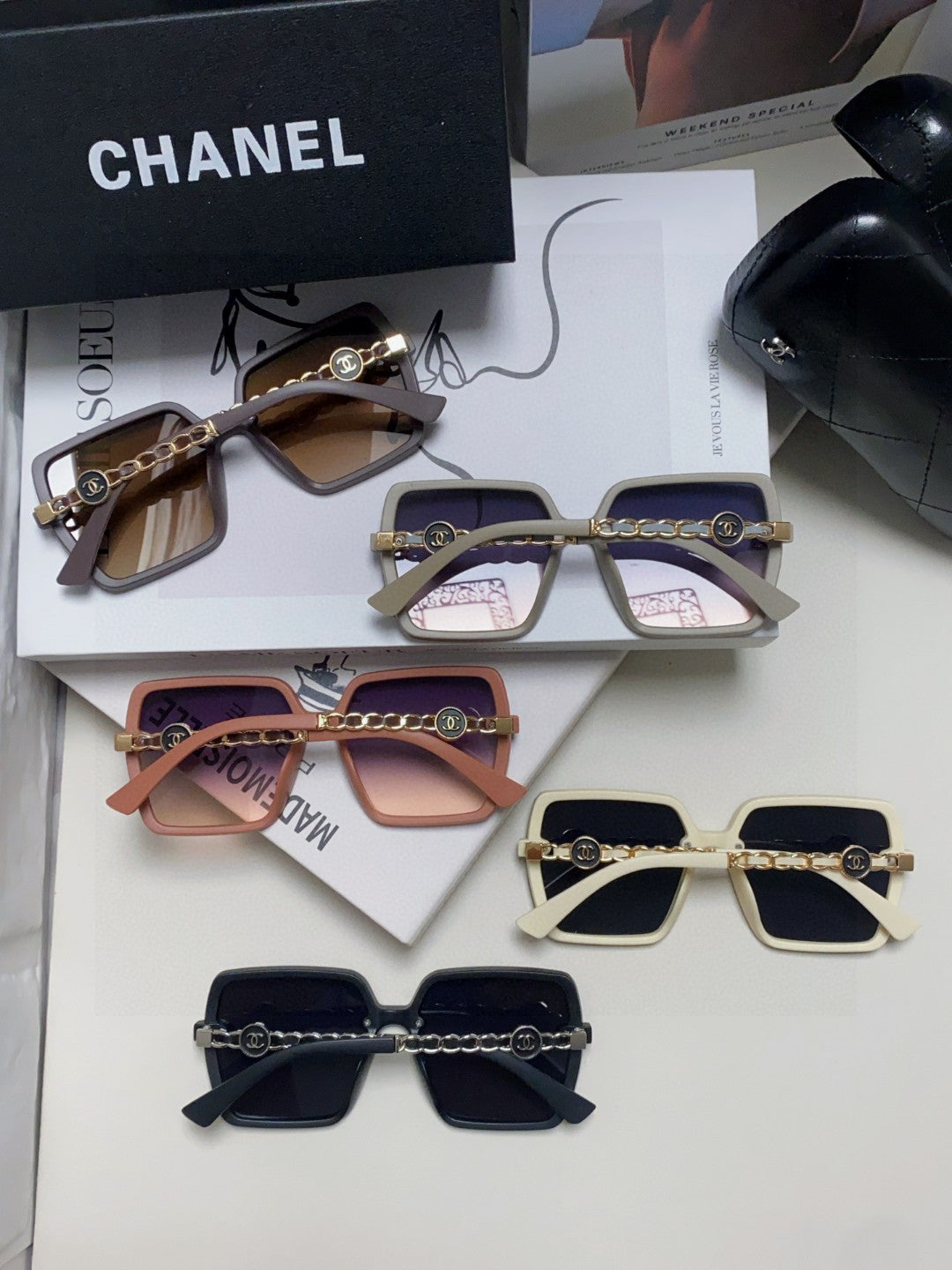Chanel Polarized Fashion Red Lens Sunglasses for Women - detail image 8