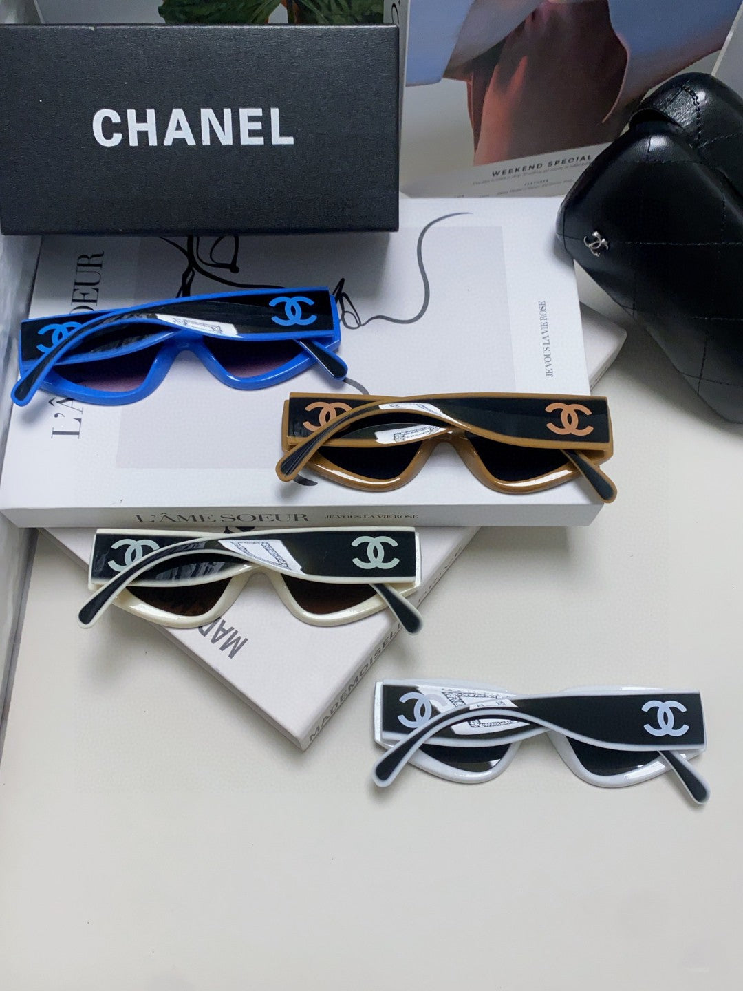 Chanel Cat-Eye Black Lens Sunglasses for Women - 867101 - detail image 8