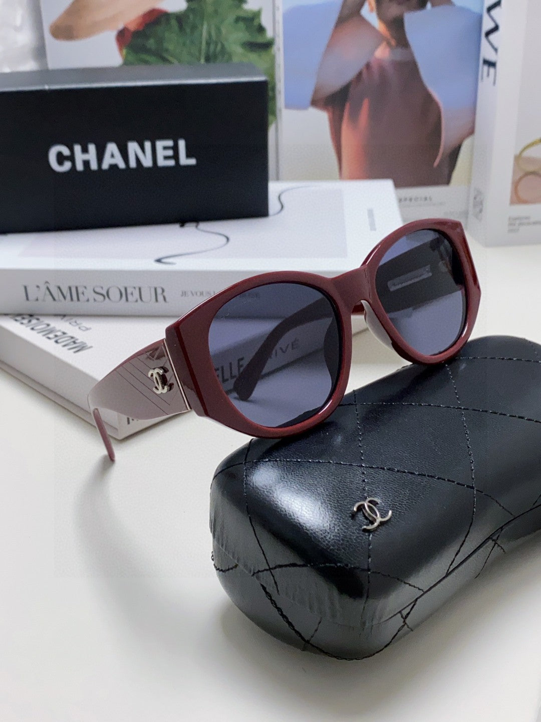 Chanel Polarized Cat-Eye Blue Lens Sunglasses for Women - 431503 - detail image 7