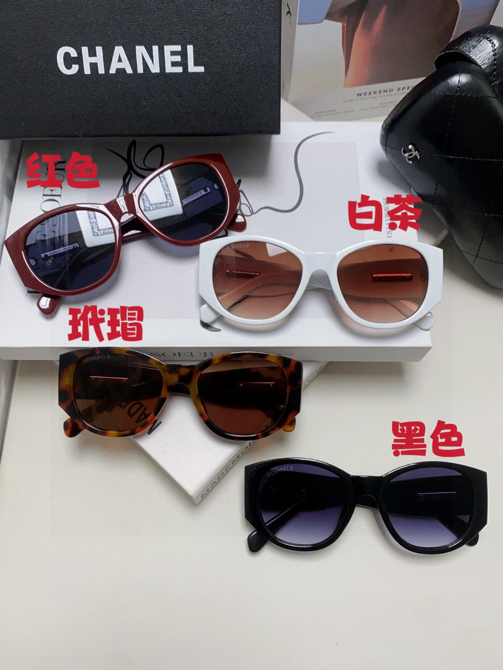 Chanel Polarized Cat-Eye Blue Lens Sunglasses for Women - 866975 - detail image 9