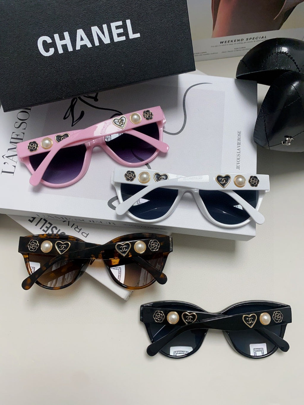 Chanel Cat-Eye Red Lens Sunglasses for Women - 866980 - detail image 8