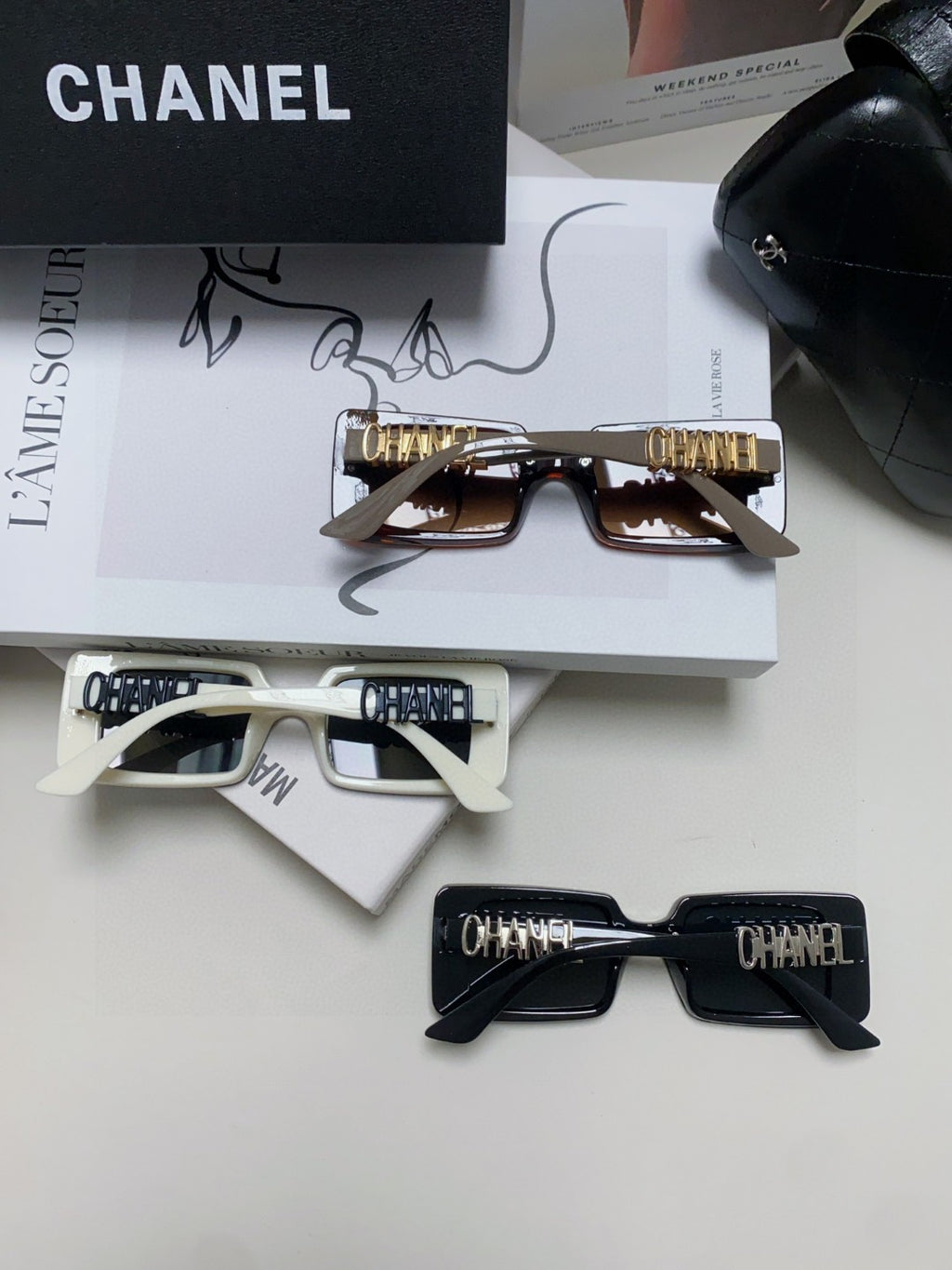 Chanel Polarized Square Red Lens Sunglasses for Men & Women - 867069 - detail image 8
