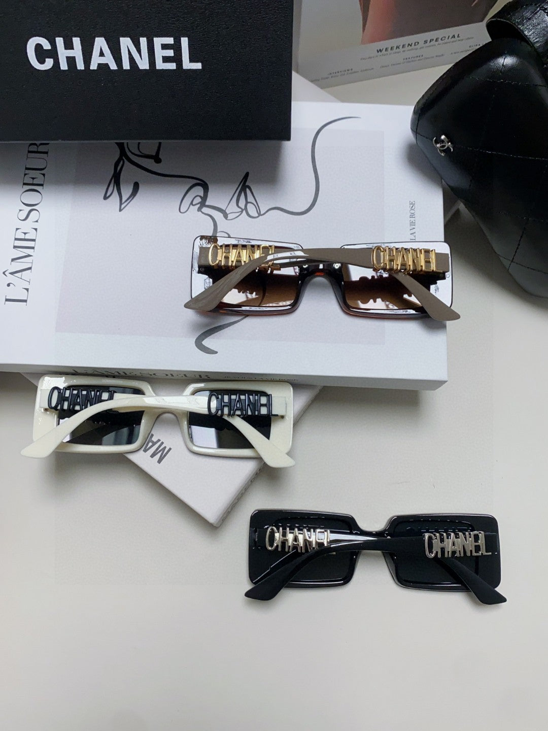 Chanel Polarized Square Blue Lens Sunglasses for Men & Women - 867071 - detail image 3