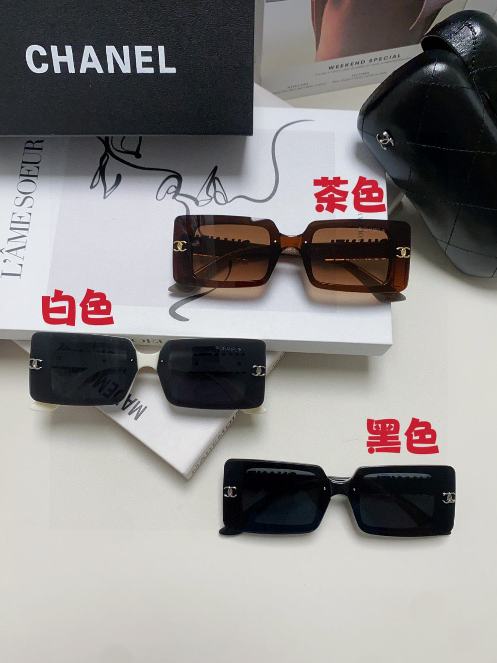 Chanel Polarized Square Blue Lens Sunglasses for Men & Women - 867071 - detail image 4