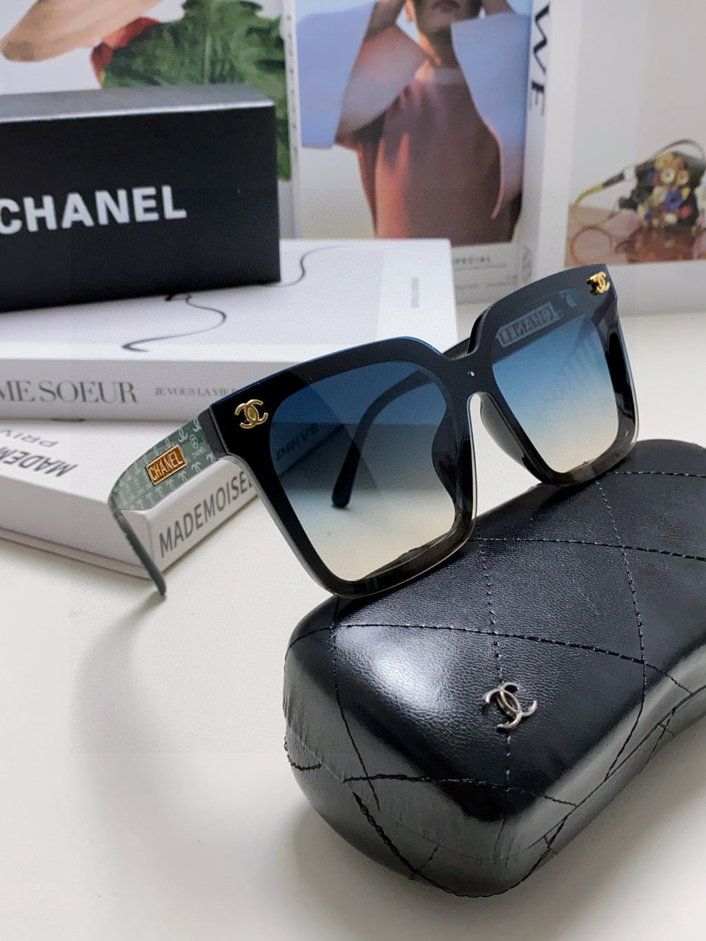 Chanel Square Black Lens Sunglasses for Men & Women - 867073 - detail image 7