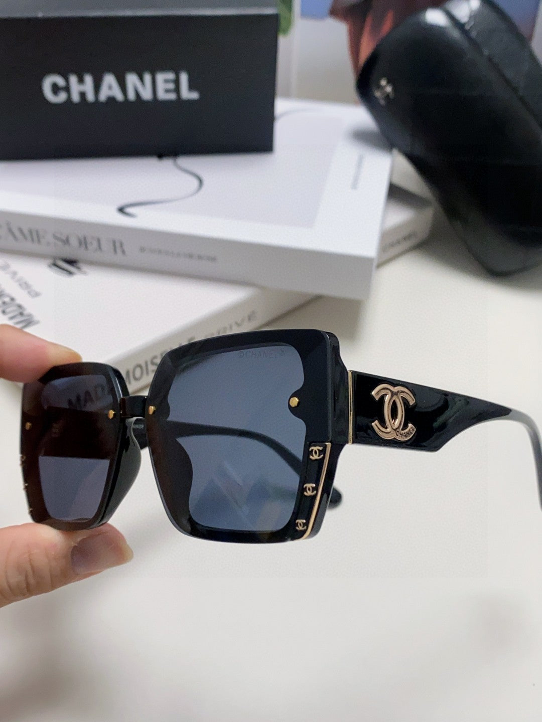 Chanel Polarized Square Blue Lens Sunglasses for Men & Women - 867078 - detail image 5
