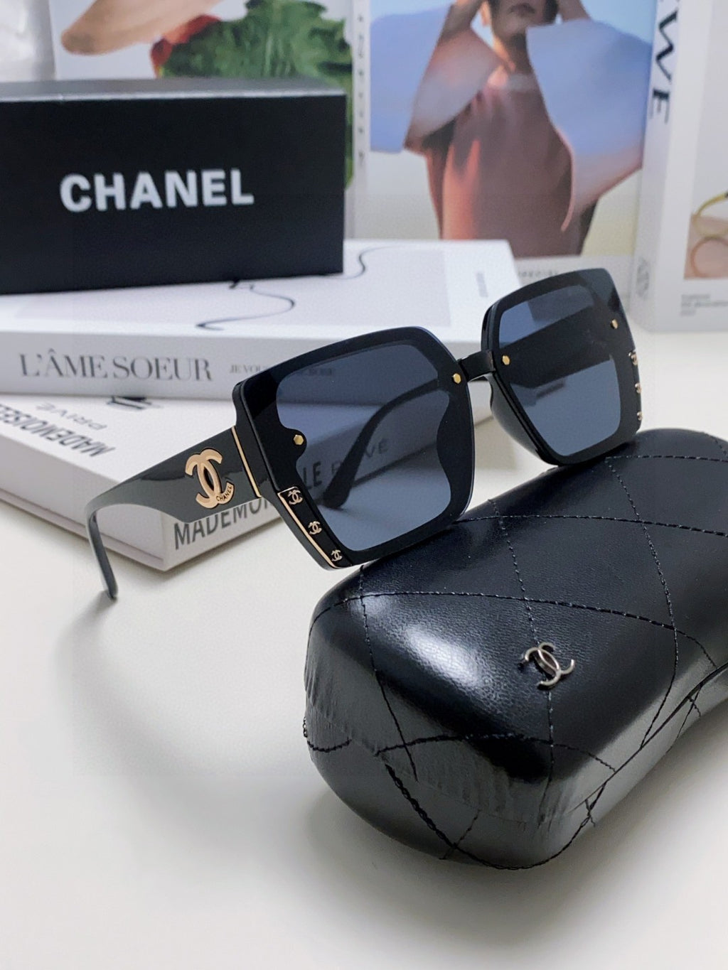 Chanel Polarized Square Blue Lens Sunglasses for Men & Women - 867078 - detail image 7