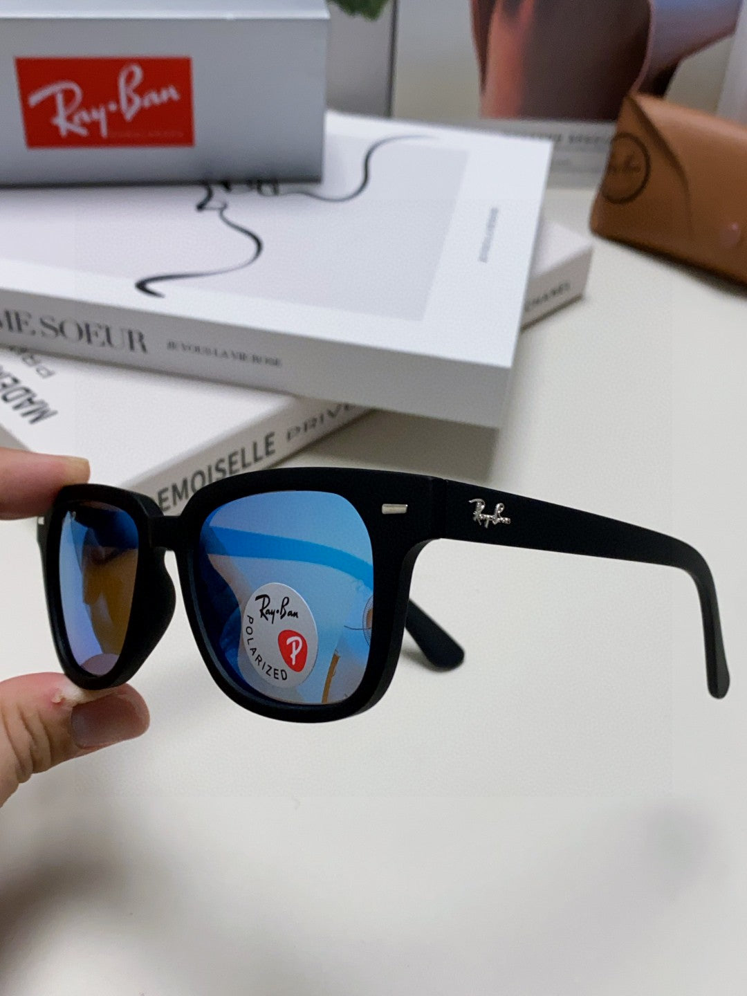 Ray-Ban RB5377 Polarized Square Blue Lens Sunglasses for Men & Women - 416607 - detail image 4