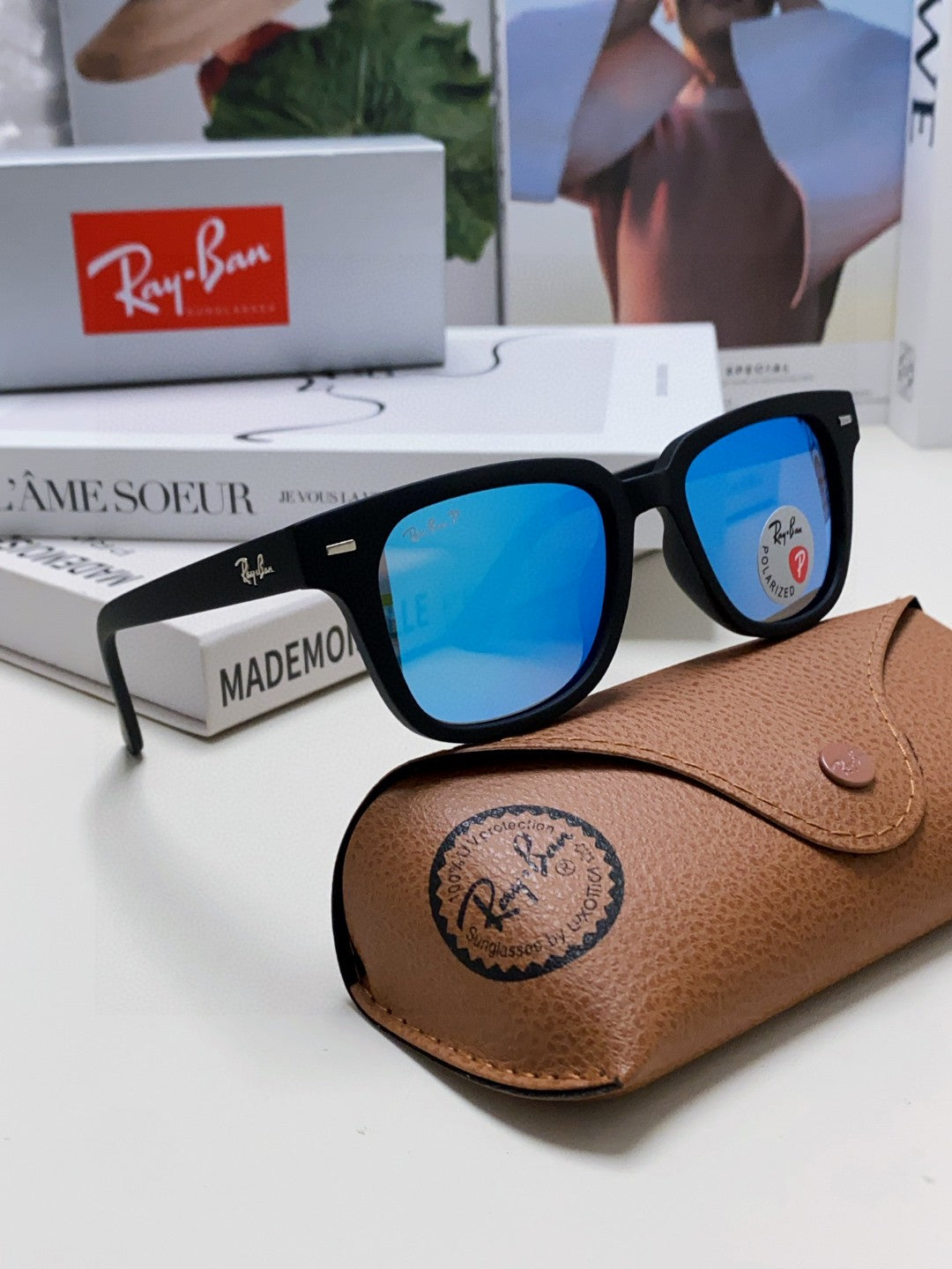 Ray-Ban RB5377 Polarized Square Blue Lens Sunglasses for Men & Women - 416607 - detail image 6